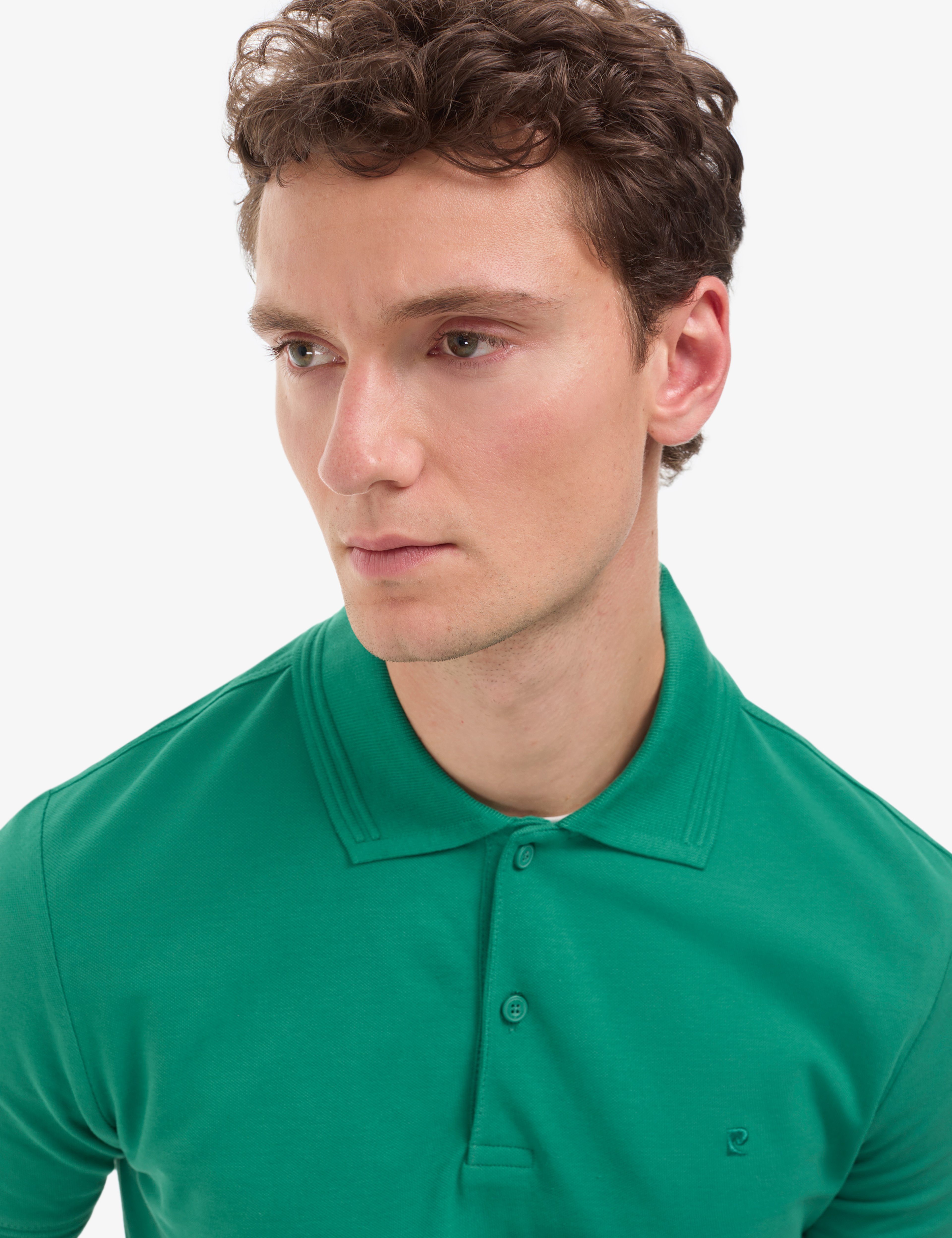 Yeşil Slim Fit %100 Pamuk Kıvrılmaz Düğmeli Polo Yaka Basic Tişört - Image 2