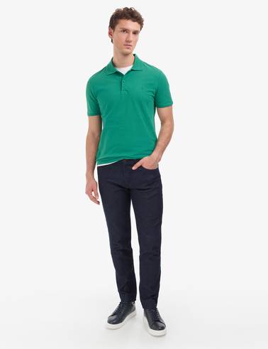 Yeşil Slim Fit %100 Pamuk Kıvrılmaz Düğmeli Polo Yaka Basic Tişört