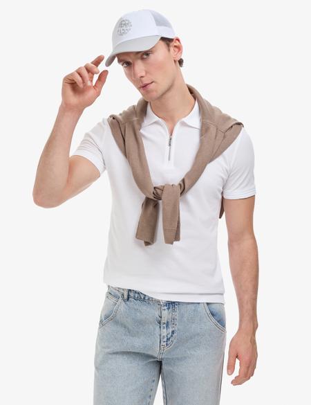 Ekru Slim Fit Basic Tişört - 50325311023