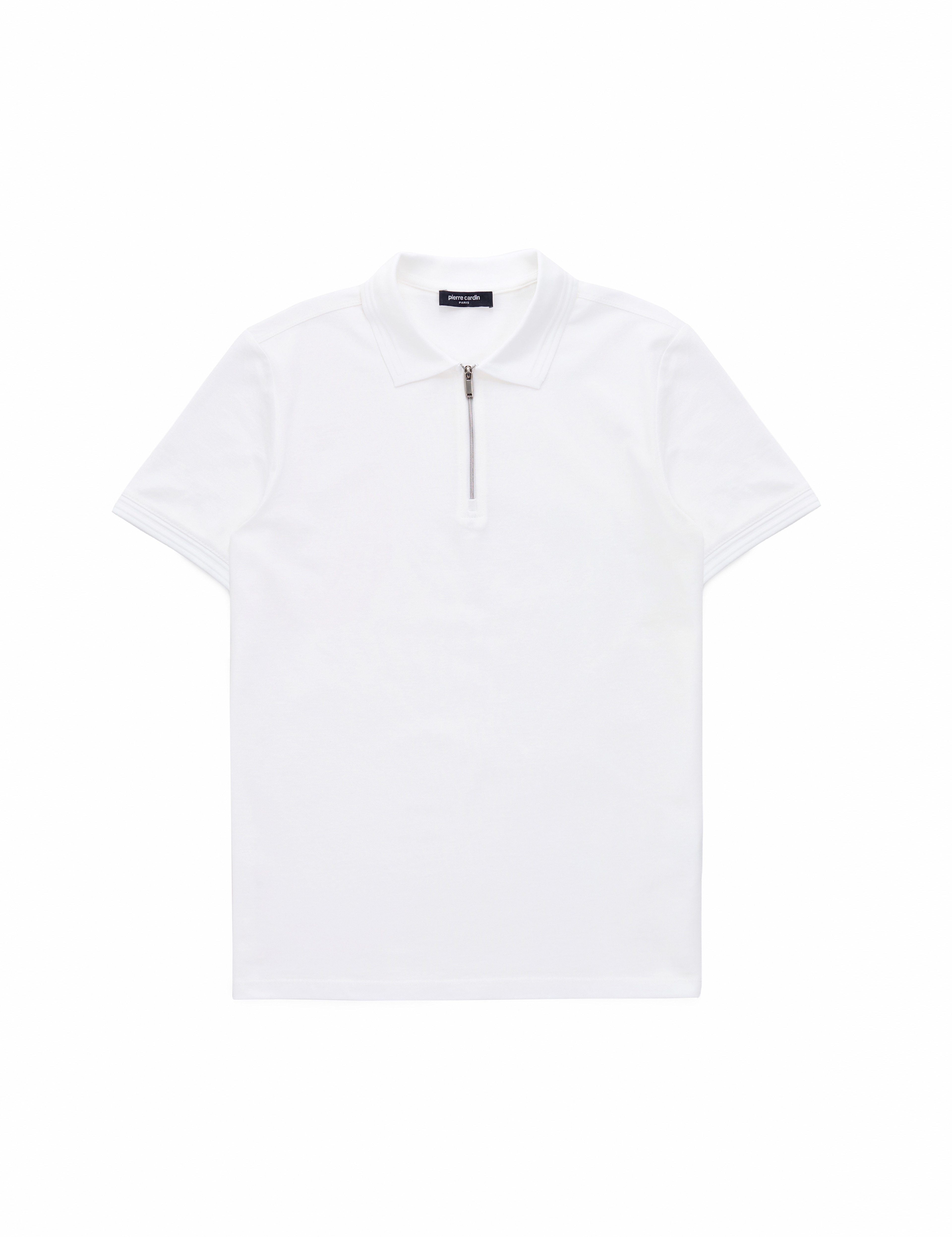 Ekru Slim Fit %100 Pamuk Kıvrılmaz Fermuarlı Polo Yaka Basic Tişört - Image 6