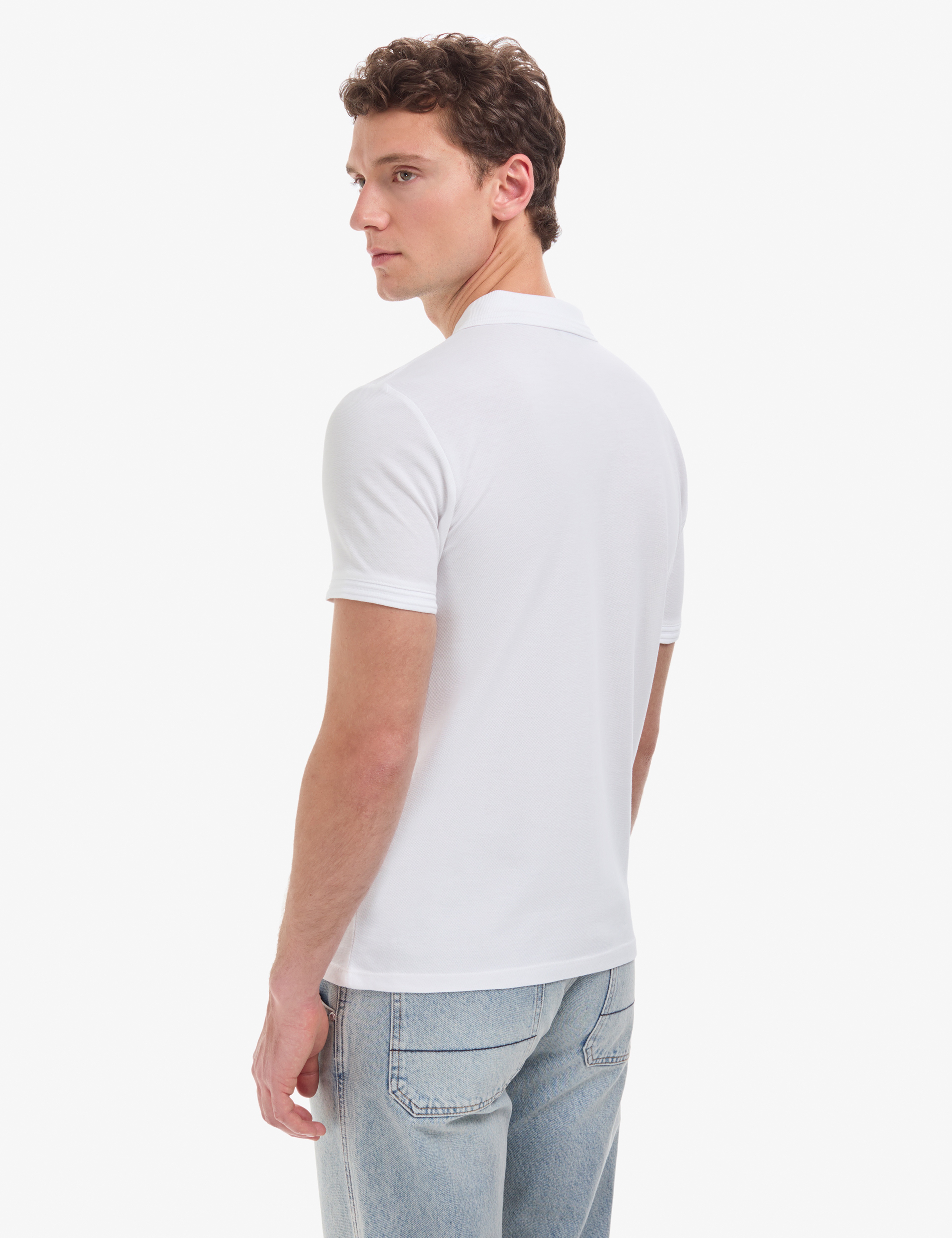 Ekru Slim Fit %100 Pamuk Kıvrılmaz Fermuarlı Polo Yaka Basic Tişört - Image 5