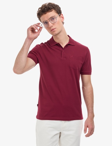 Bordo Regular Fit %100 Pamuk Cepli Kıvrılmaz Düğmeli Polo Yaka Basic Tişört