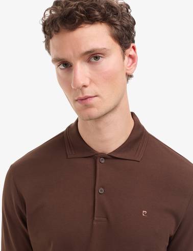Koyu Kahverengi Regular Fit %100 Pamuk Kıvrılmaz Düğmeli Polo Yaka Basic Tişört