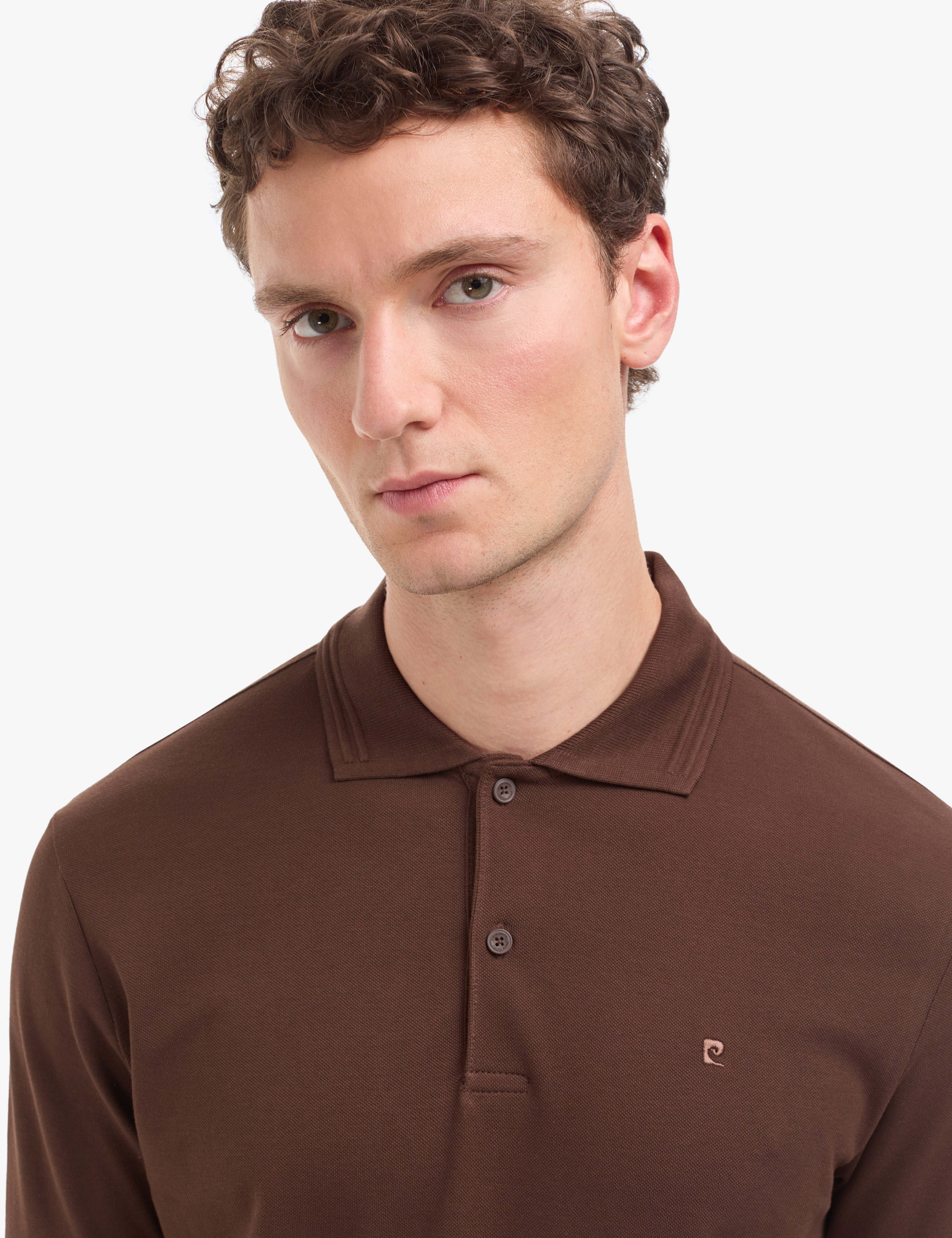 Koyu Kahverengi Regular Fit %100 Pamuk Kıvrılmaz Düğmeli Polo Yaka Basic Tişört