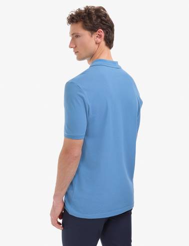 Koyu Mavi Regular Fit %100 Pamuk Kıvrılmaz Düğmeli Polo Yaka Basic Tişört