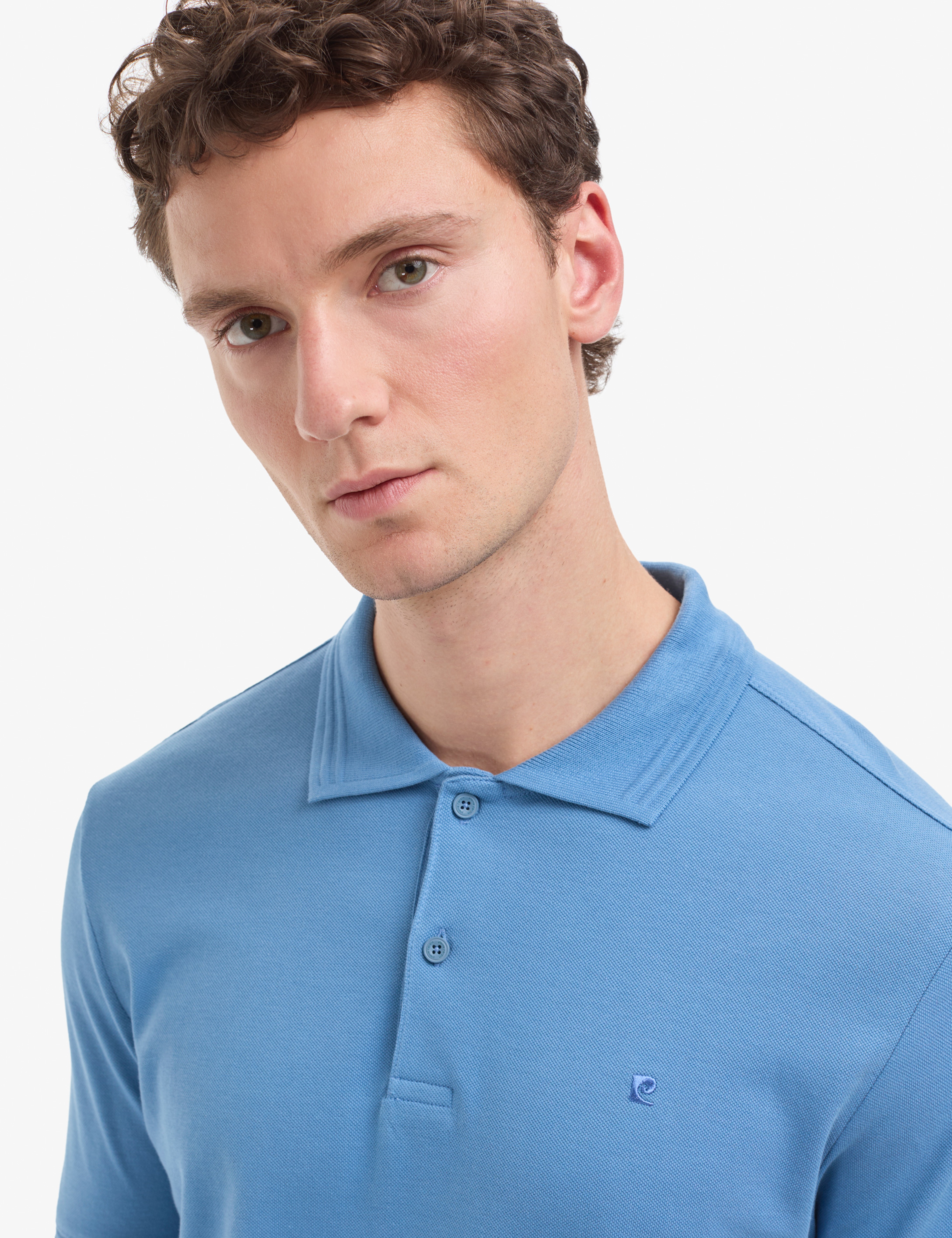Koyu Mavi Regular Fit %100 Pamuk Kıvrılmaz Düğmeli Polo Yaka Basic Tişört - Image 2
