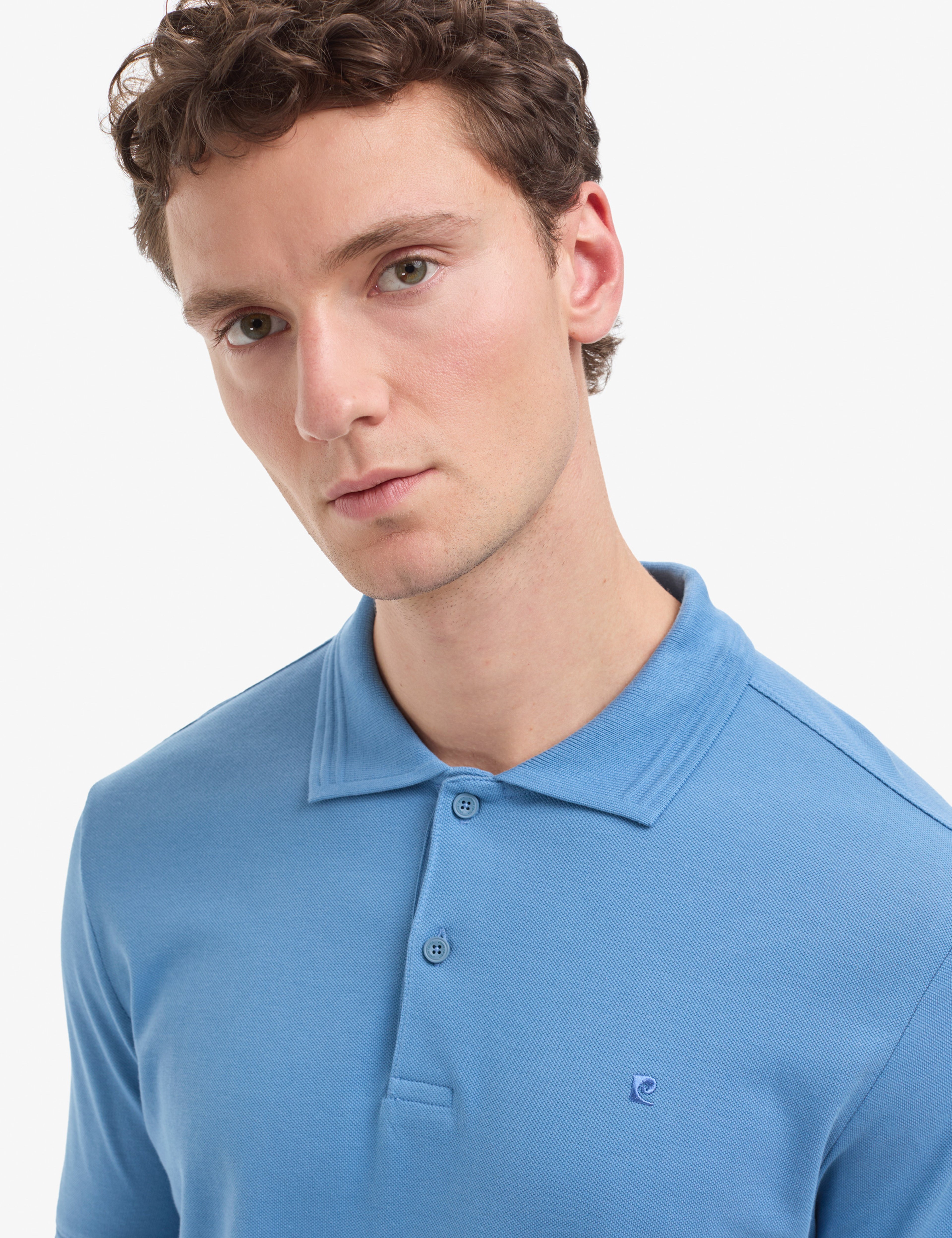 Koyu Mavi Regular Fit %100 Pamuk Kıvrılmaz Düğmeli Polo Yaka Basic Tişört