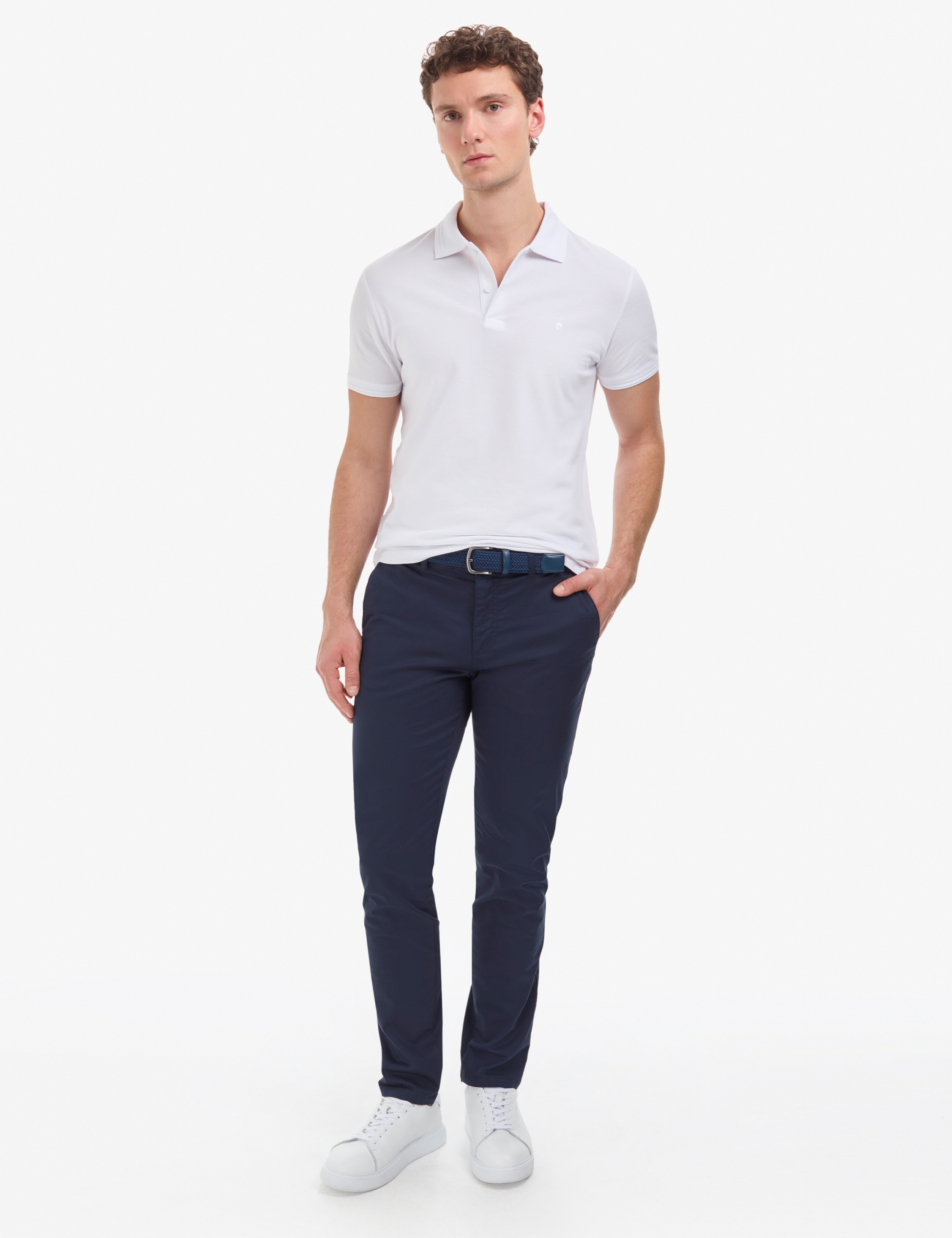 Beyaz Slim Fit %100 Pamuk Kıvrılmaz Düğmeli Polo Yaka Basic Tişört - Image 4