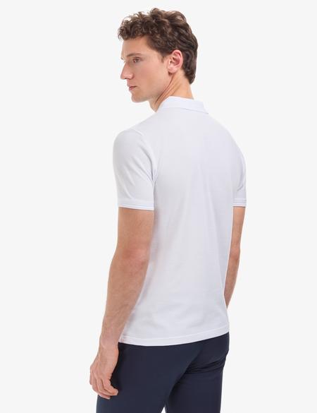 Beyaz Slim Fit %100 Pamuk Kıvrılmaz Polo Yaka Basic Tişört - 50325323043