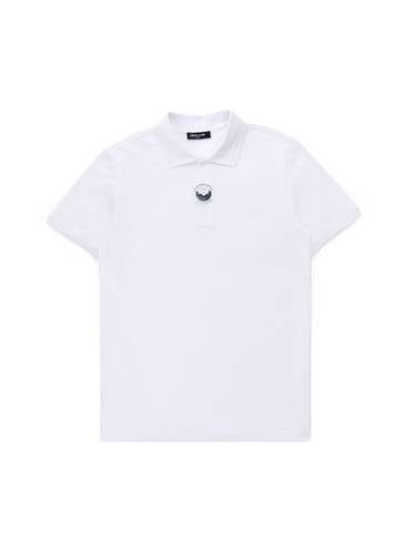 Beyaz Slim Fit %100 Pamuk Kıvrılmaz Düğmeli Polo Yaka Basic Tişört