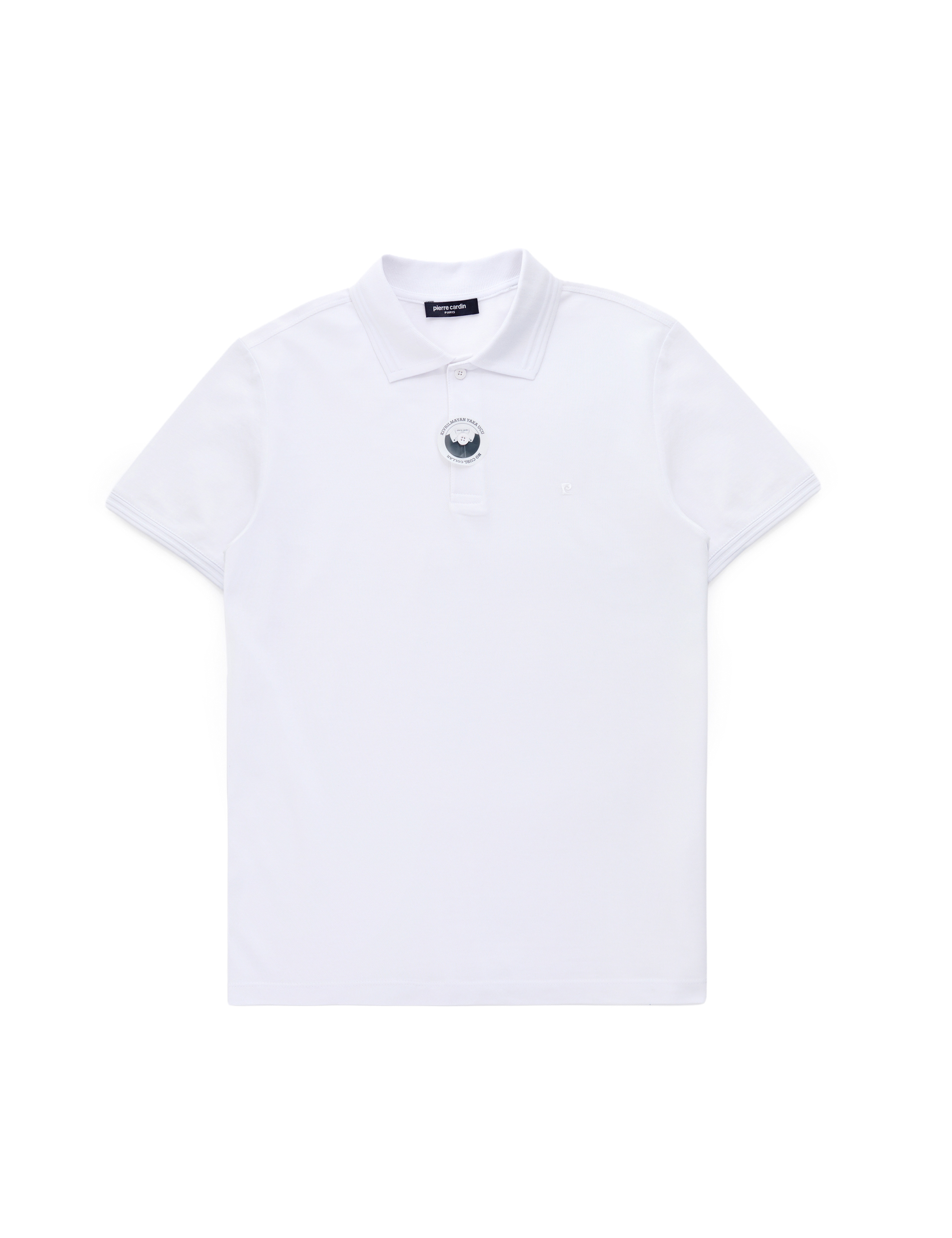 Beyaz Slim Fit %100 Pamuk Kıvrılmaz Düğmeli Polo Yaka Basic Tişört - Image 6
