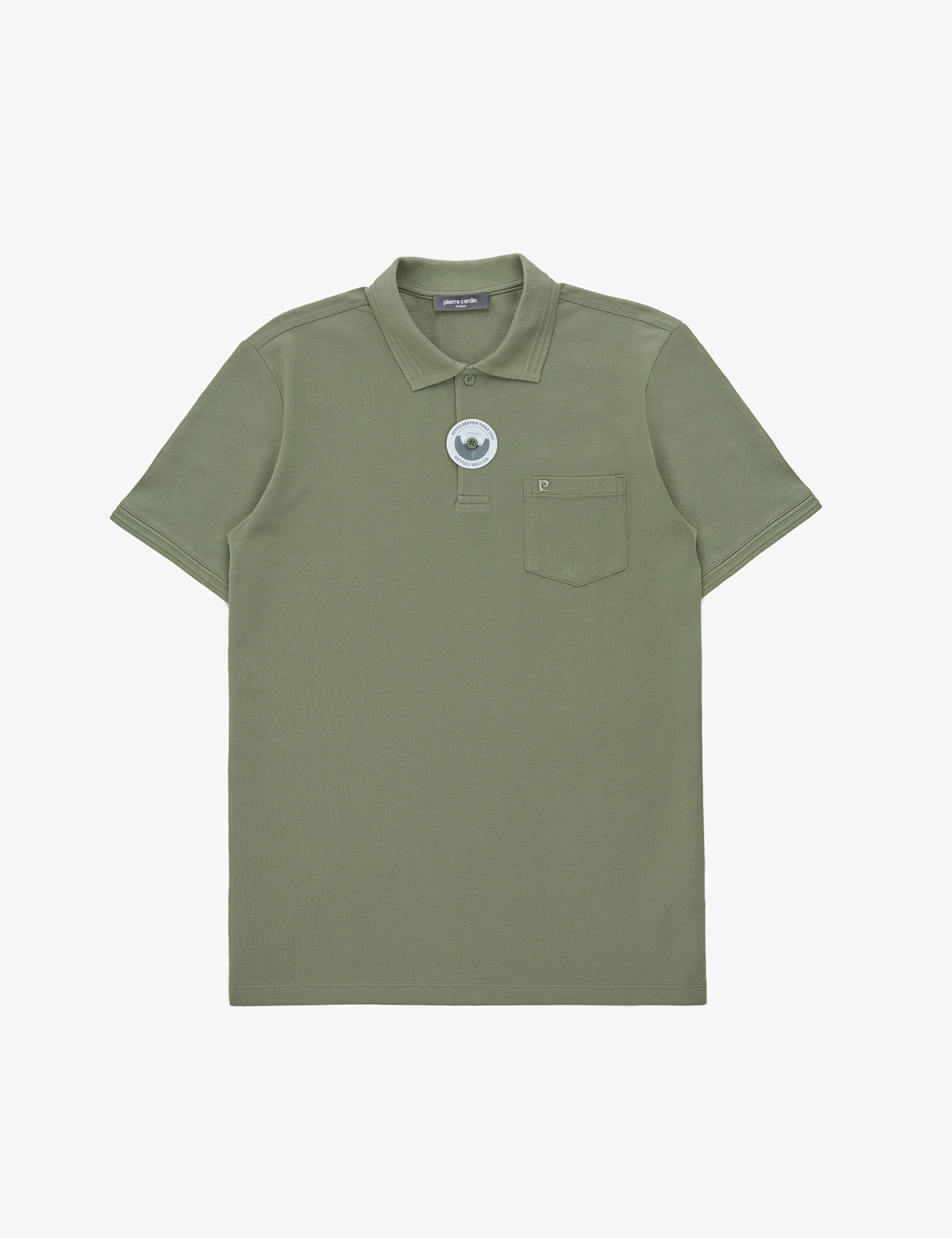 Haki Regular Fit %100 Pamuk Cepli Kıvrılmaz Düğmeli Polo Yaka Basic Tişört - Image 6
