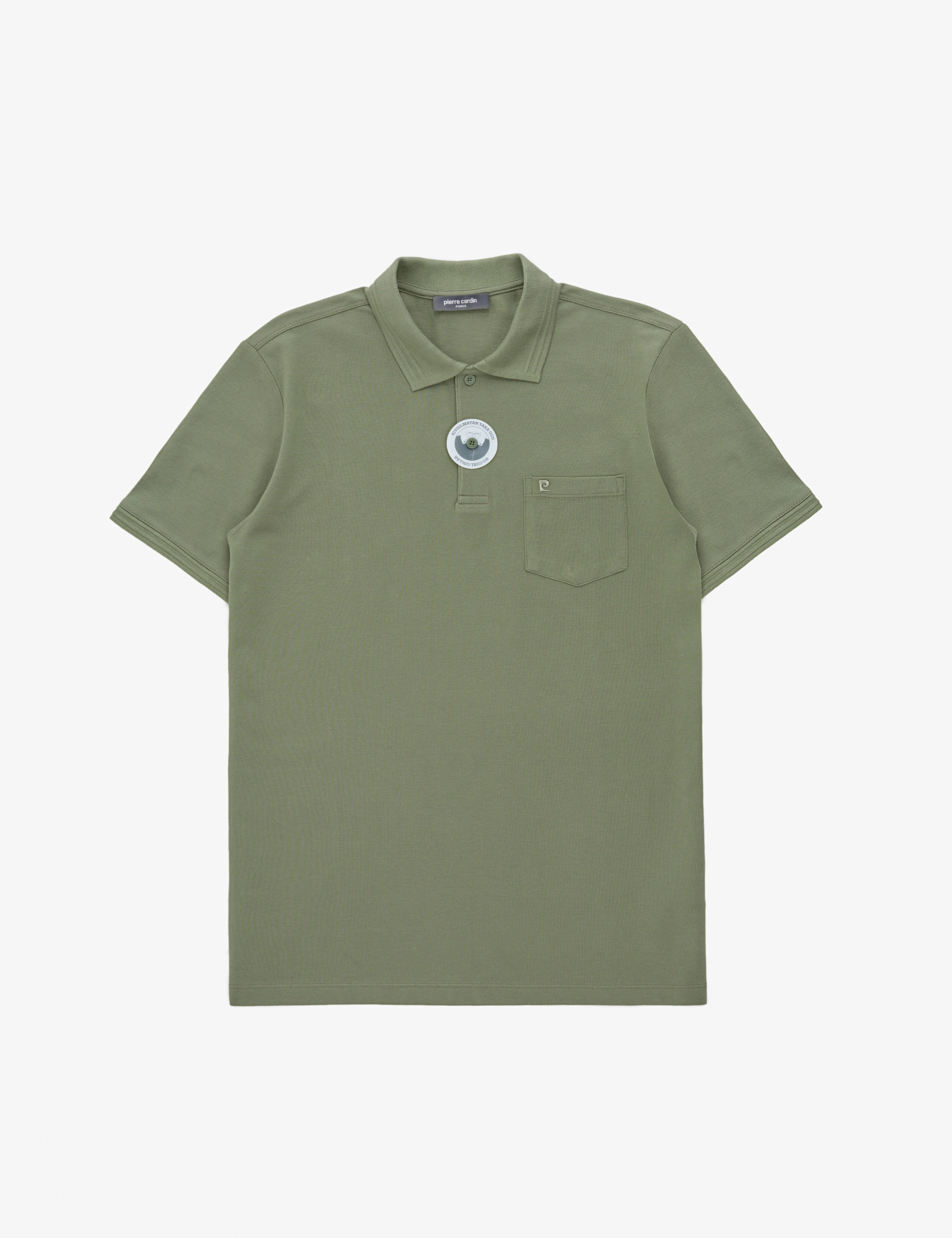 Haki Regular Fit %100 Pamuk Cepli Kıvrılmaz Düğmeli Polo Yaka Basic Tişört