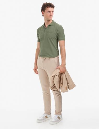 Haki Regular Fit %100 Pamuk Cepli Kıvrılmaz Düğmeli Polo Yaka Basic Tişört