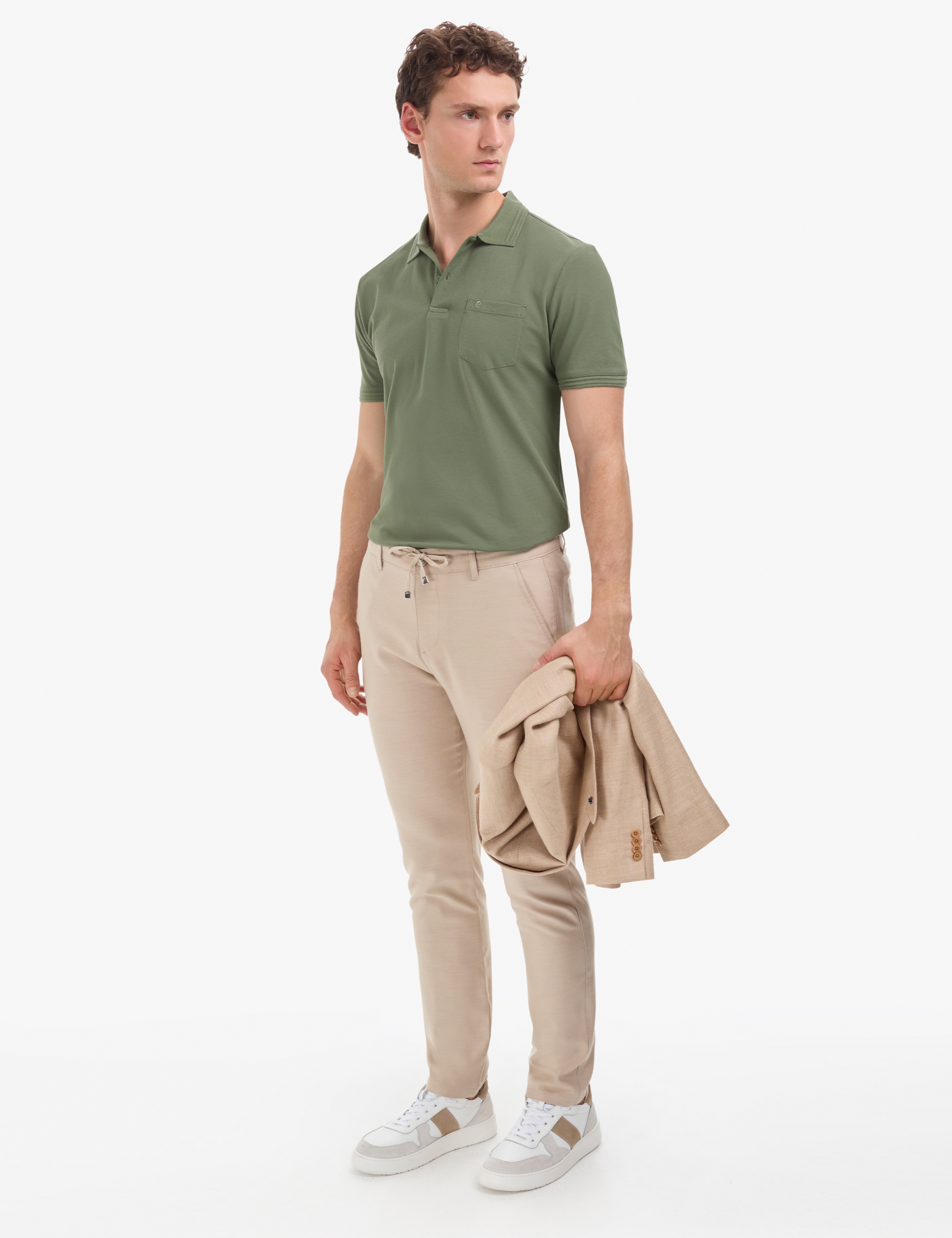 Haki Regular Fit %100 Pamuk Cepli Kıvrılmaz Düğmeli Polo Yaka Basic Tişört