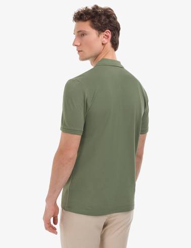 Haki Regular Fit %100 Pamuk Cepli Kıvrılmaz Düğmeli Polo Yaka Basic Tişört