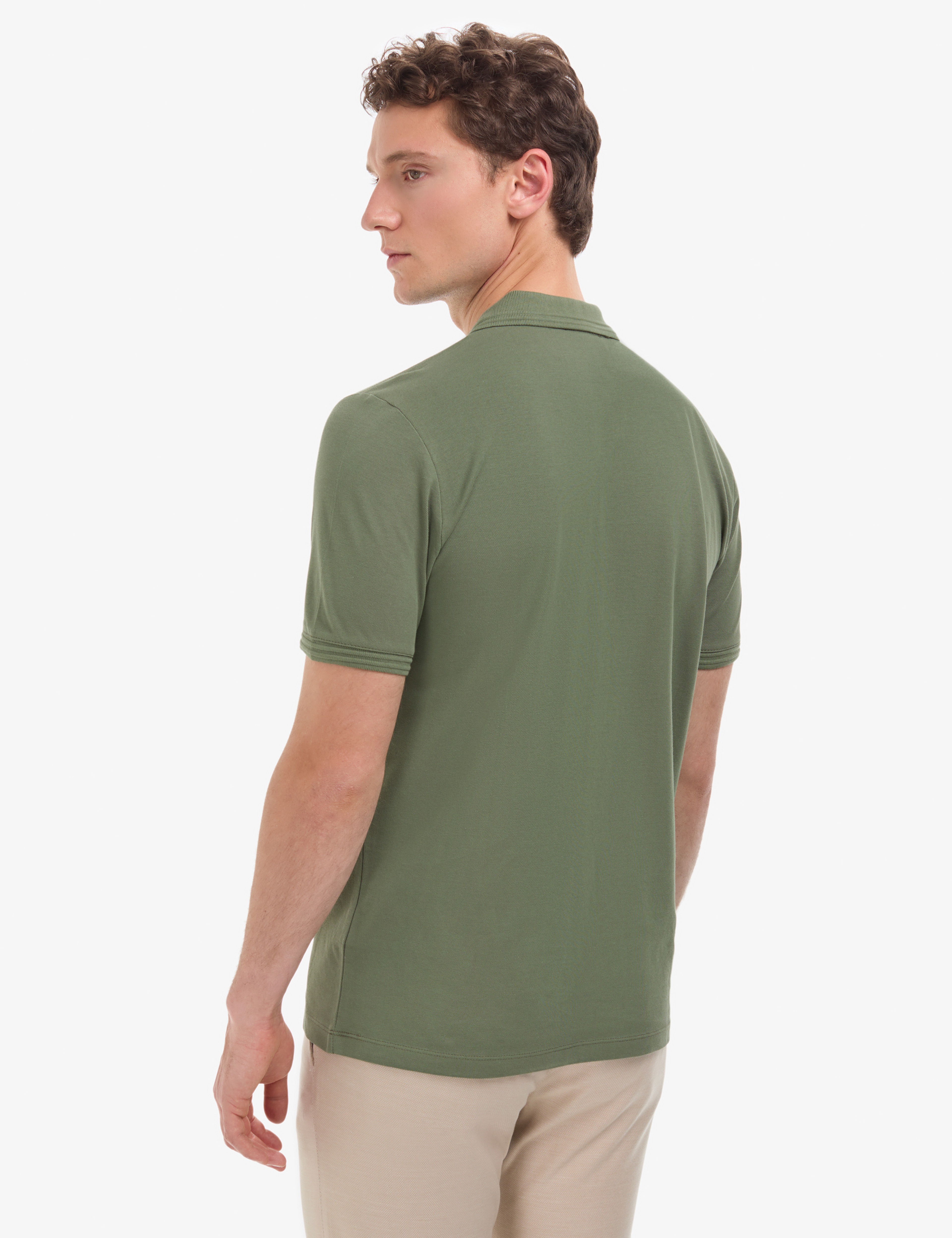 Haki Regular Fit %100 Pamuk Cepli Kıvrılmaz Düğmeli Polo Yaka Basic Tişört - Image 5