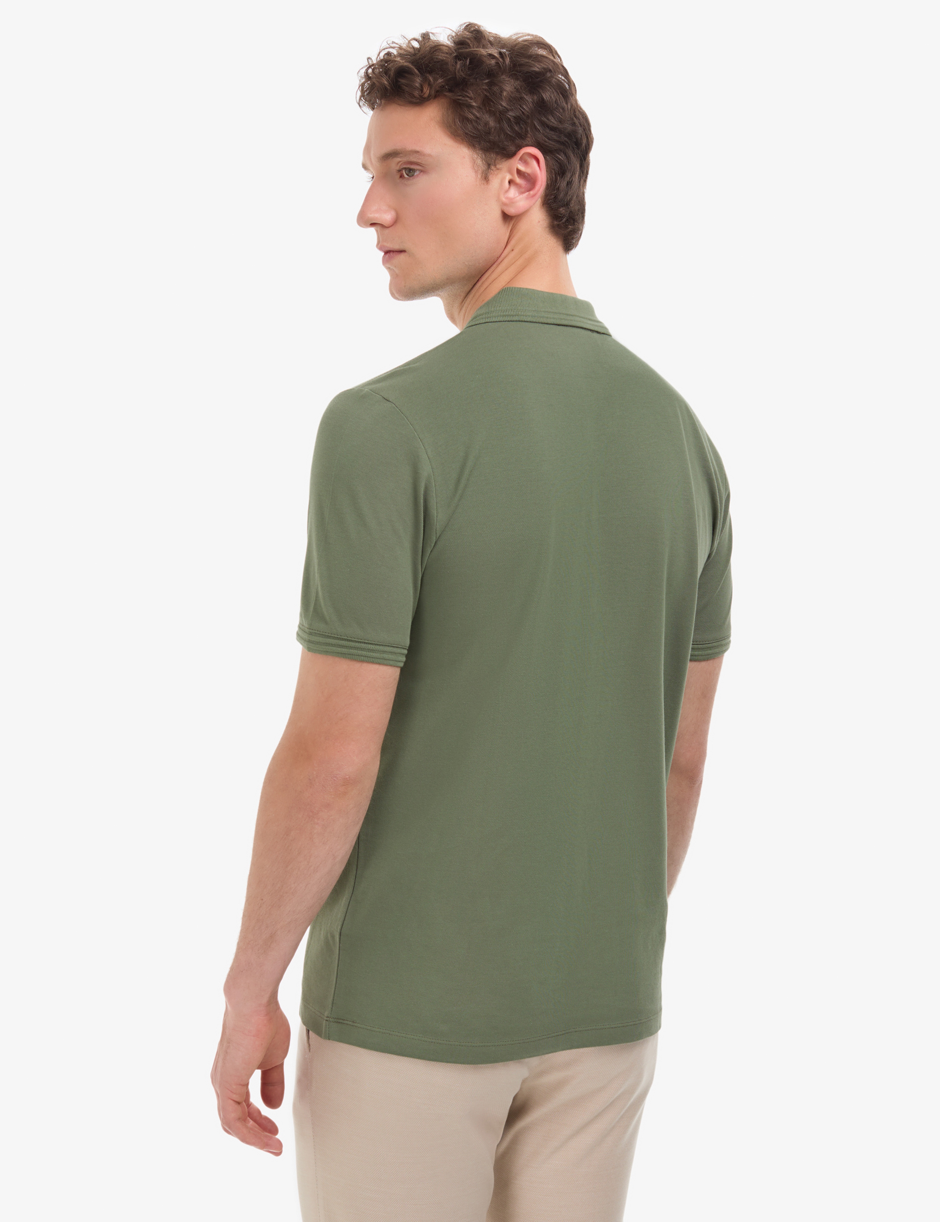Haki Regular Fit %100 Pamuk Cepli Kıvrılmaz Düğmeli Polo Yaka Basic Tişört