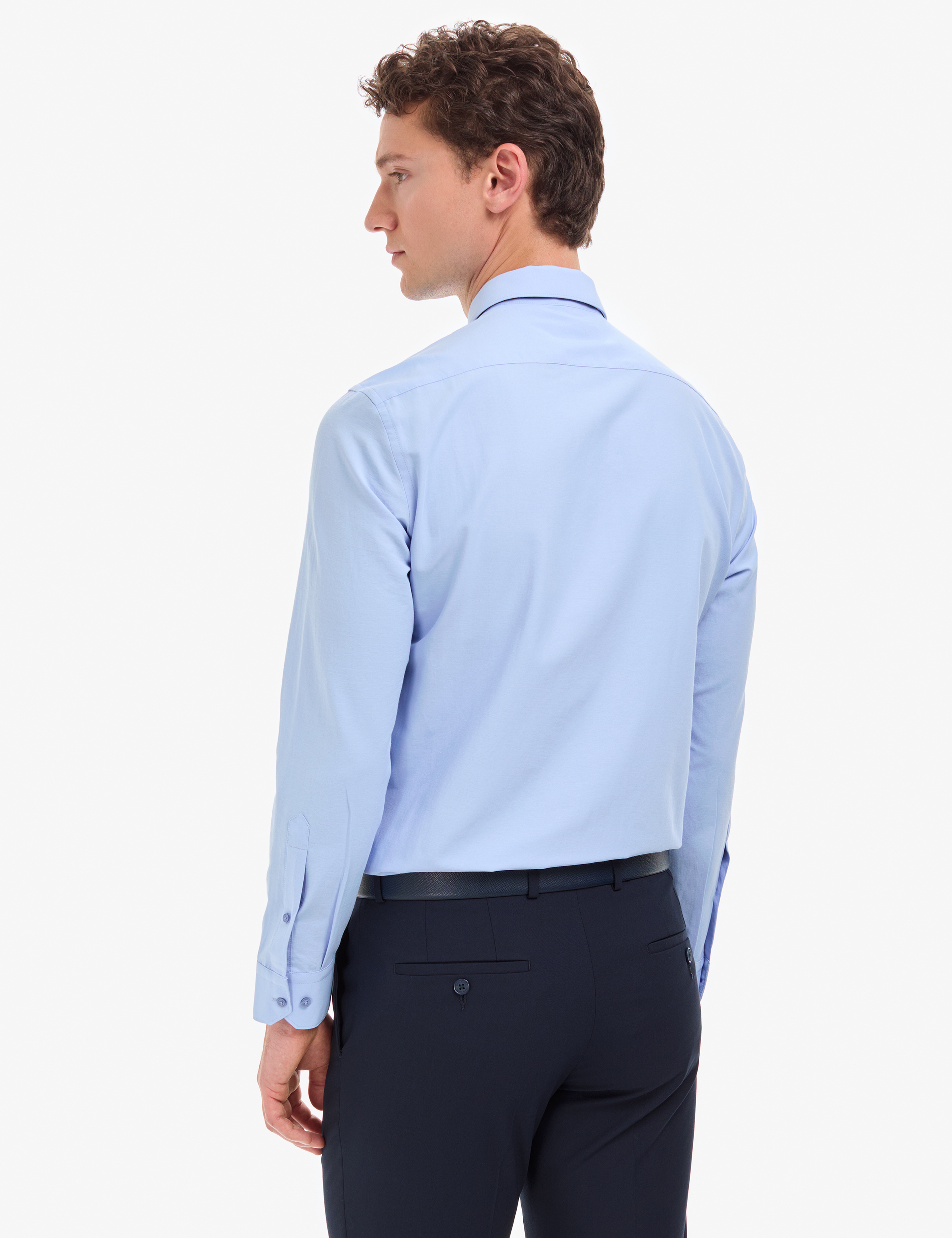 Mavi Slim Fit Uzun Kollu Basic Gömlek - Image 5