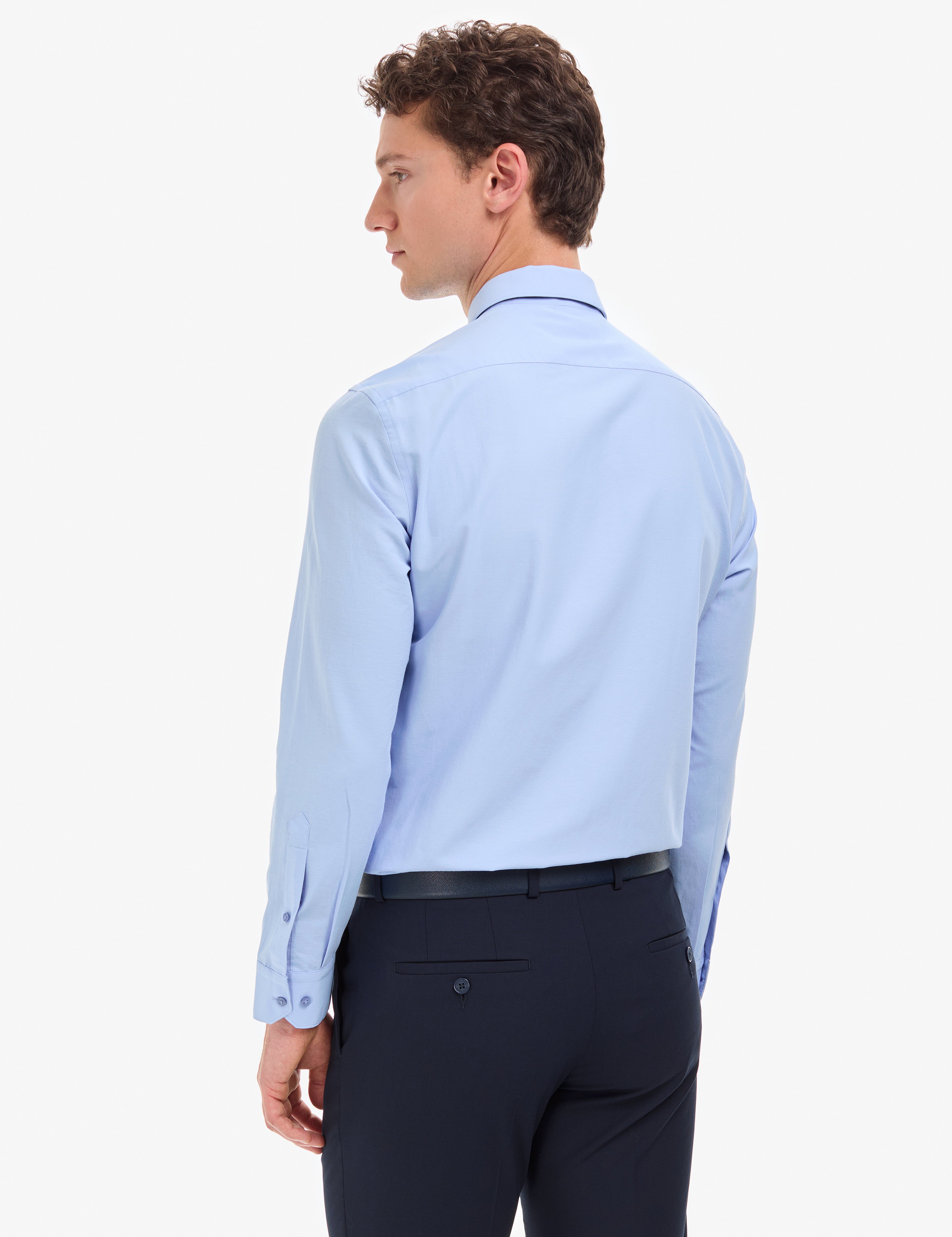 Mavi Slim Fit Uzun Kollu Basic Gömlek