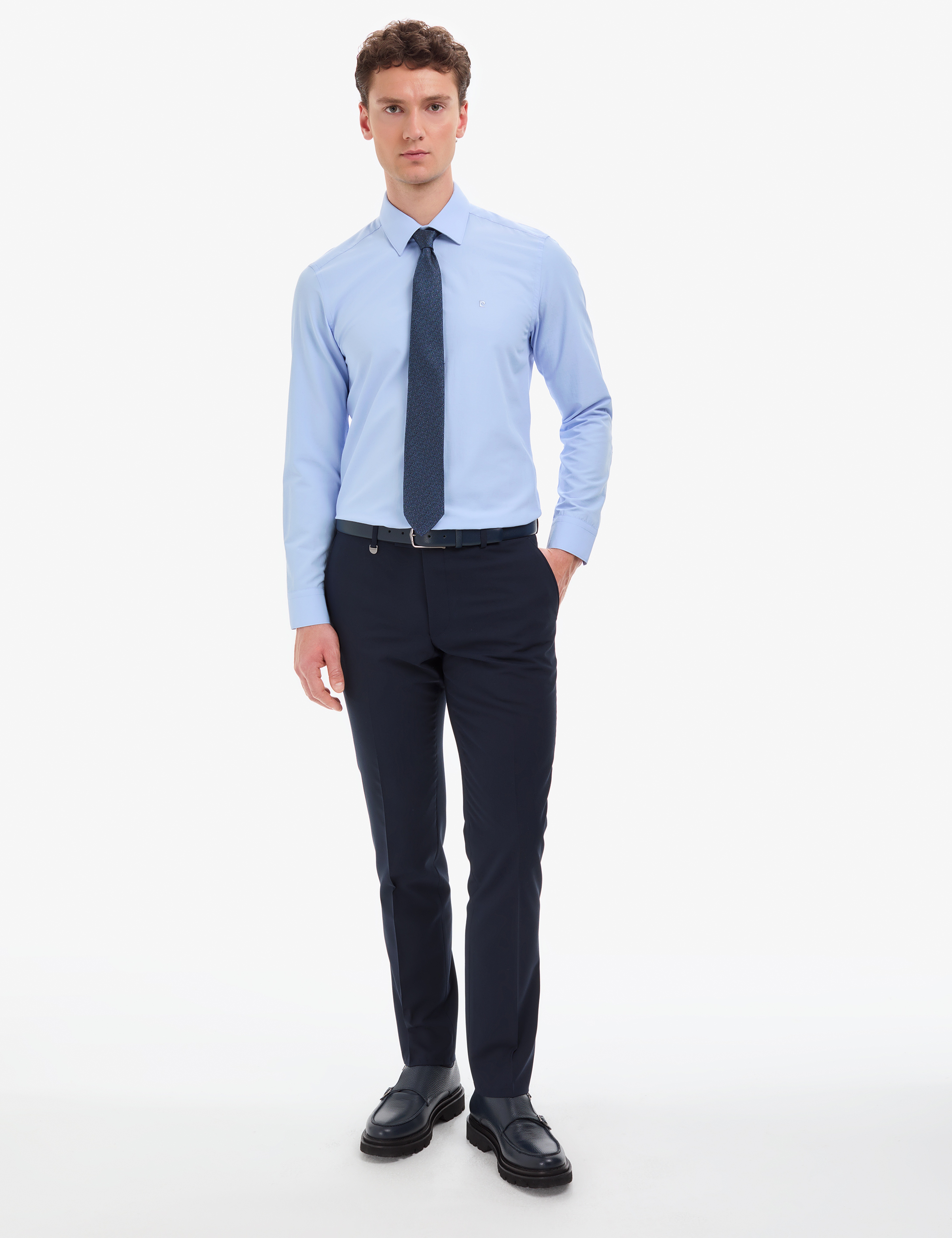 Mavi Slim Fit Uzun Kollu Basic Gömlek - Image 4