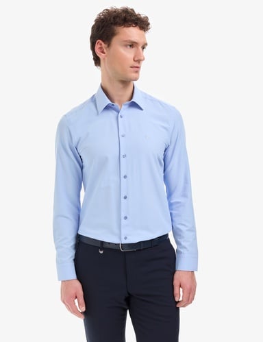 Mavi Slim Fit Uzun Kollu Basic Gömlek