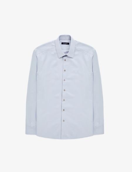Açık Gri Slim Fit Uzun Kollu Basic Gömlek - 50316734034