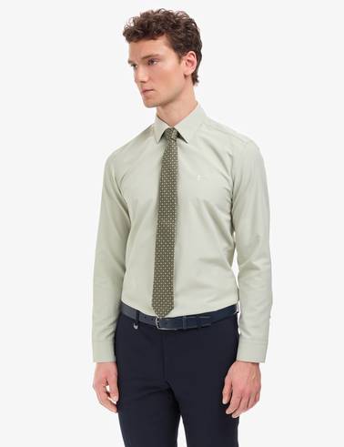 Yeşil Slim Fit Uzun Kollu Basic Gömlek