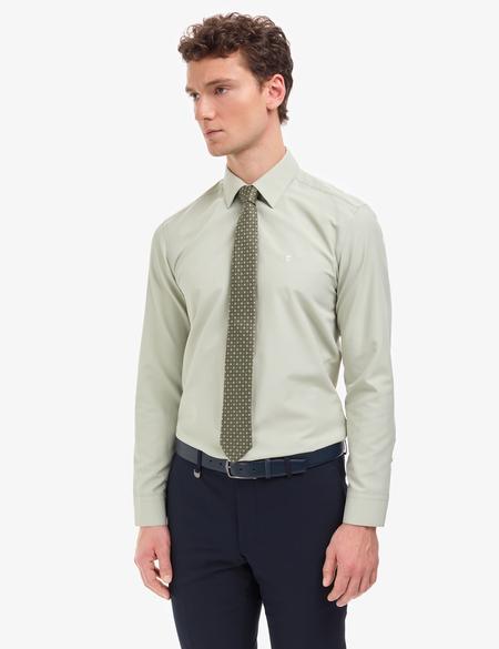 Yeşil Slim Fit Uzun Kollu Basic Gömlek - 50316734060