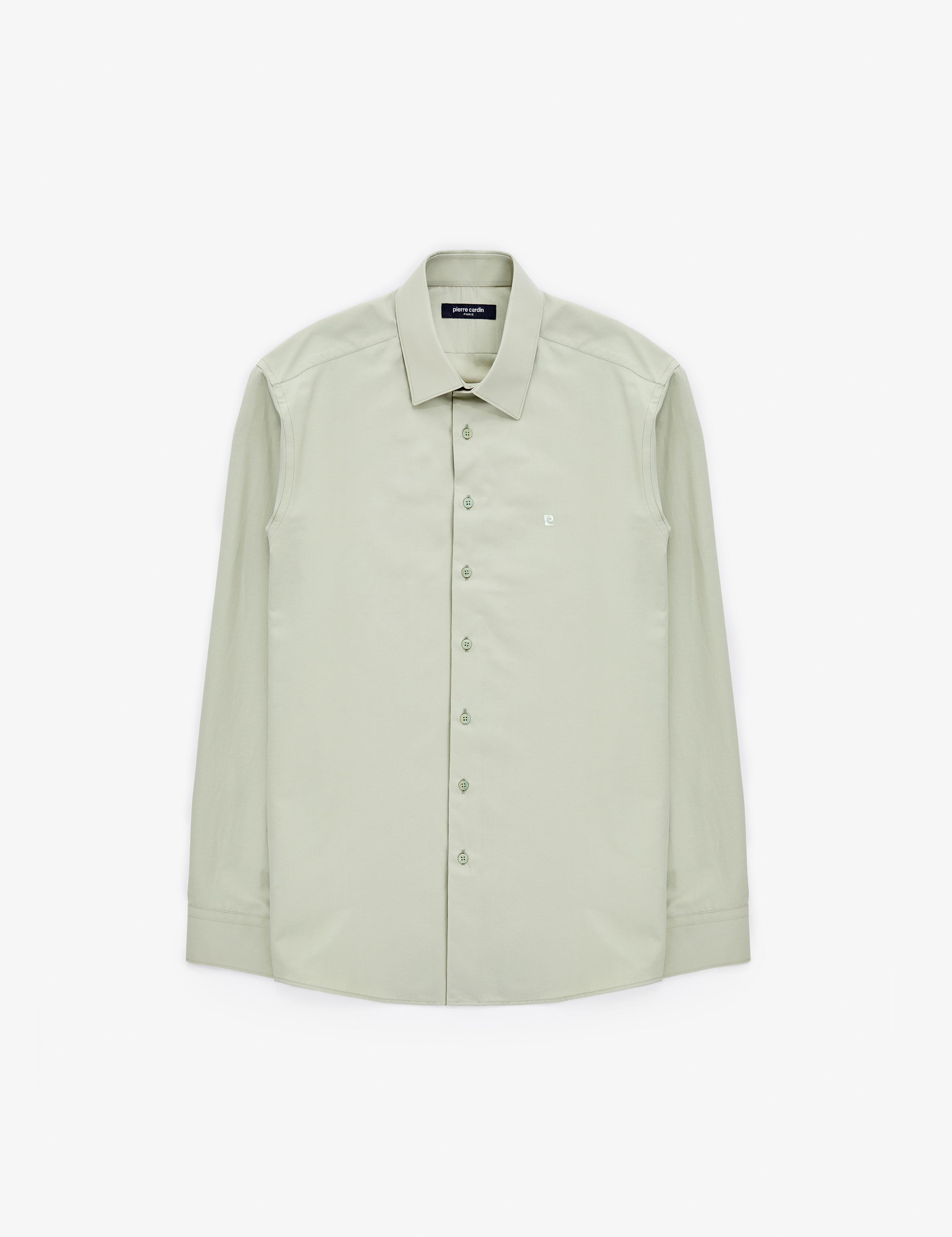 Yeşil Slim Fit Uzun Kollu Basic Gömlek