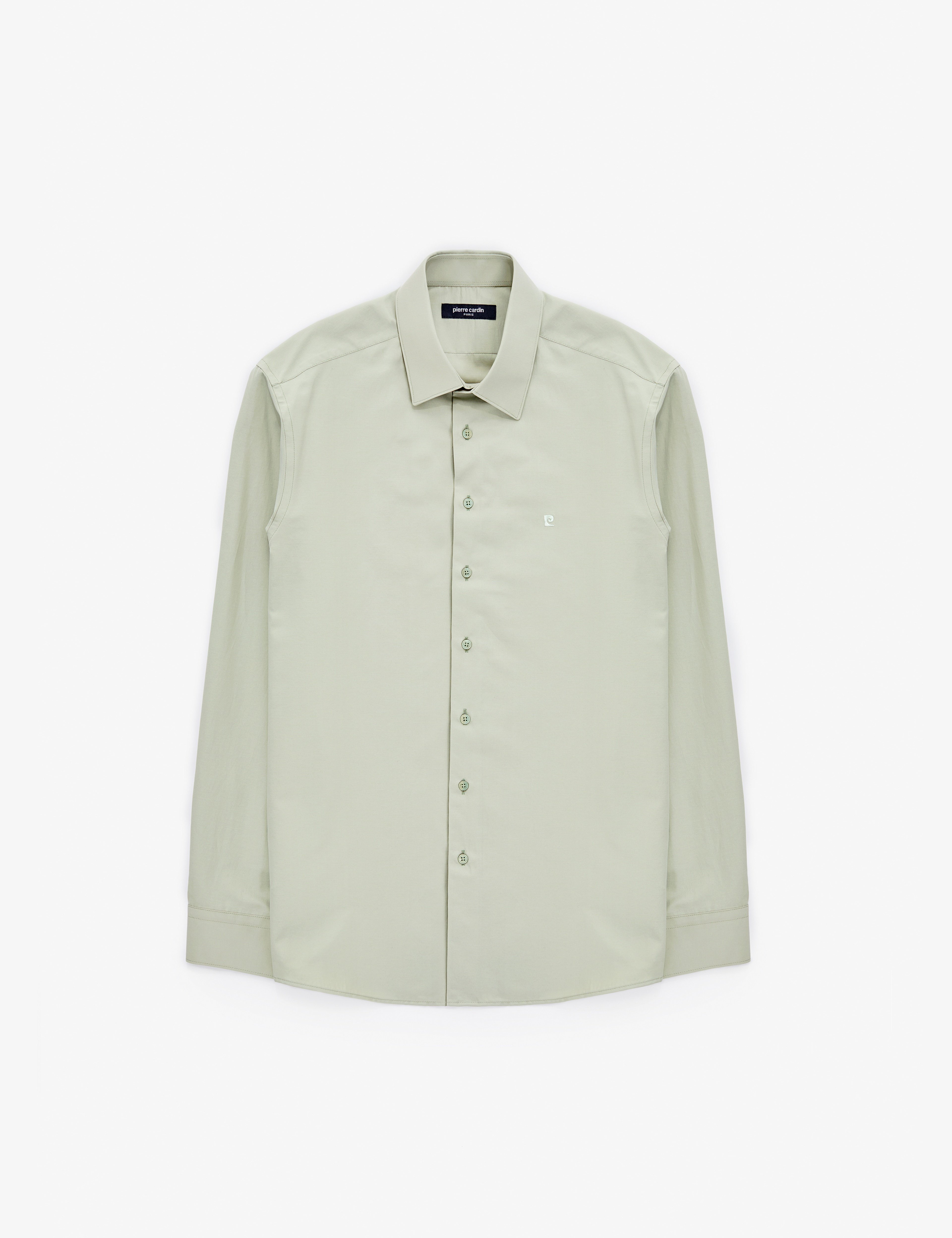 Yeşil Slim Fit Uzun Kollu Basic Gömlek - Image 6