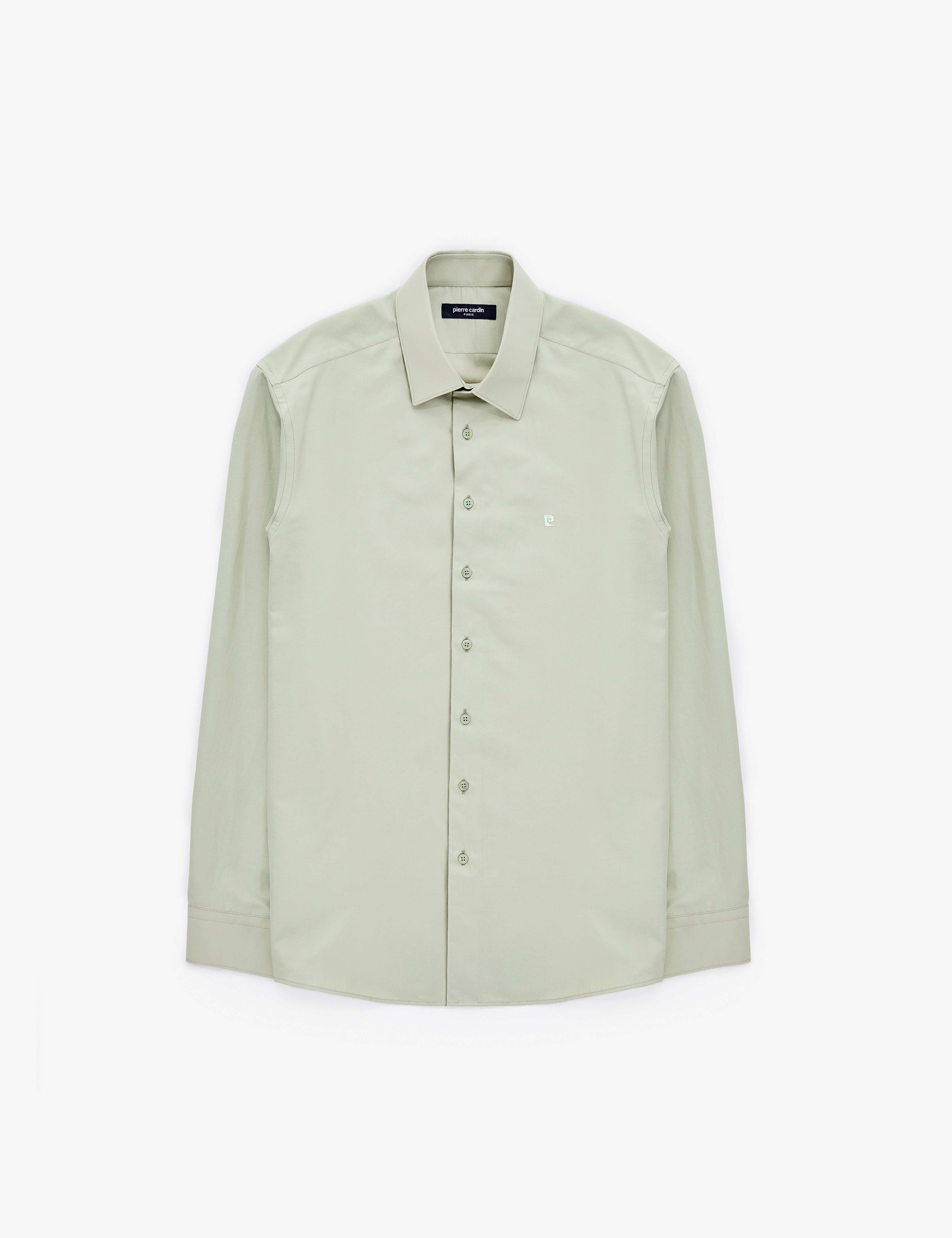 Yeşil Slim Fit Uzun Kollu Basic Gömlek