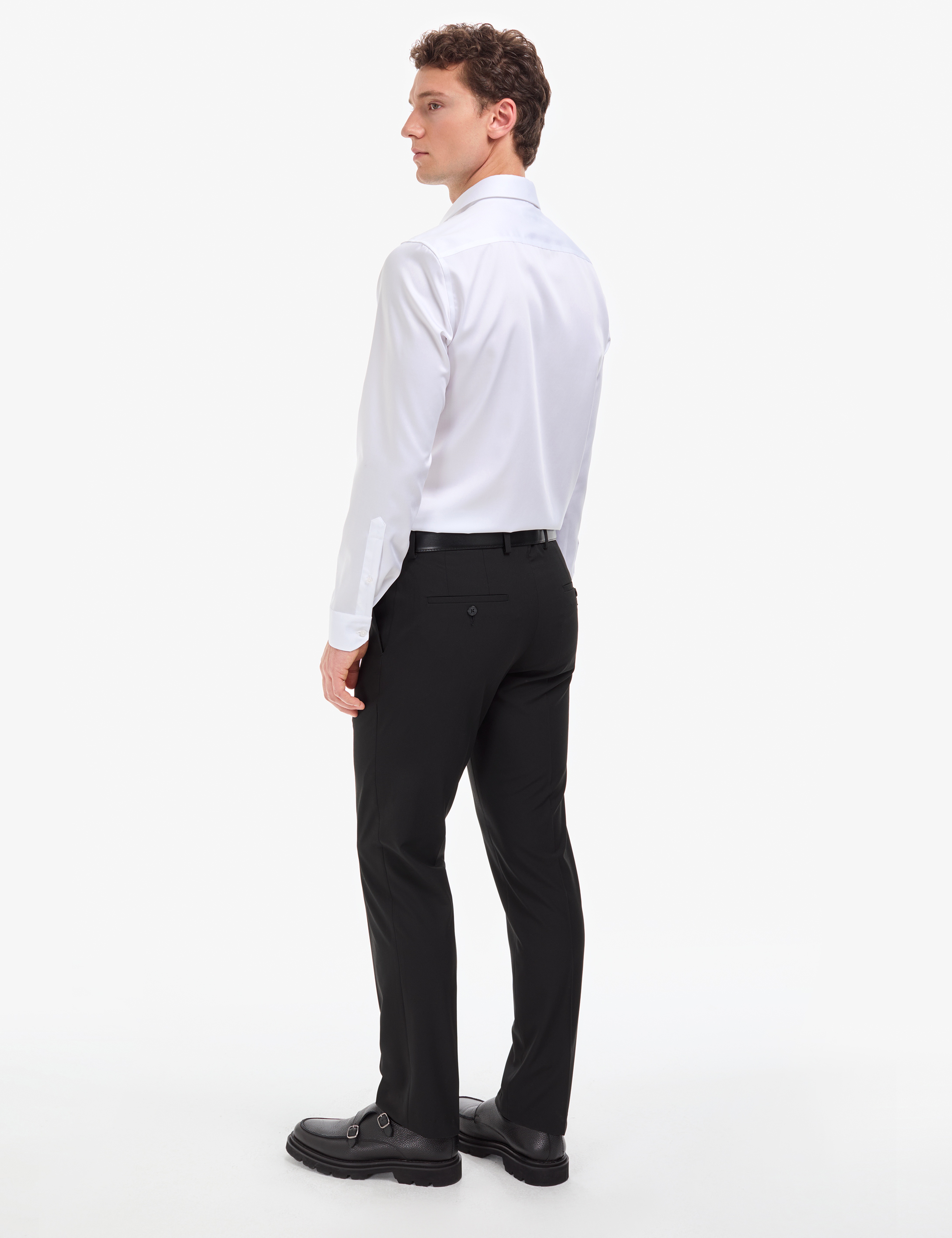 Siyah Slim Fit Kumaş Pantolon - Image 4