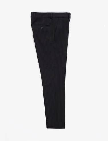 Siyah Ex. Slim Fit Çizgili Kruvaze Takım Elbise