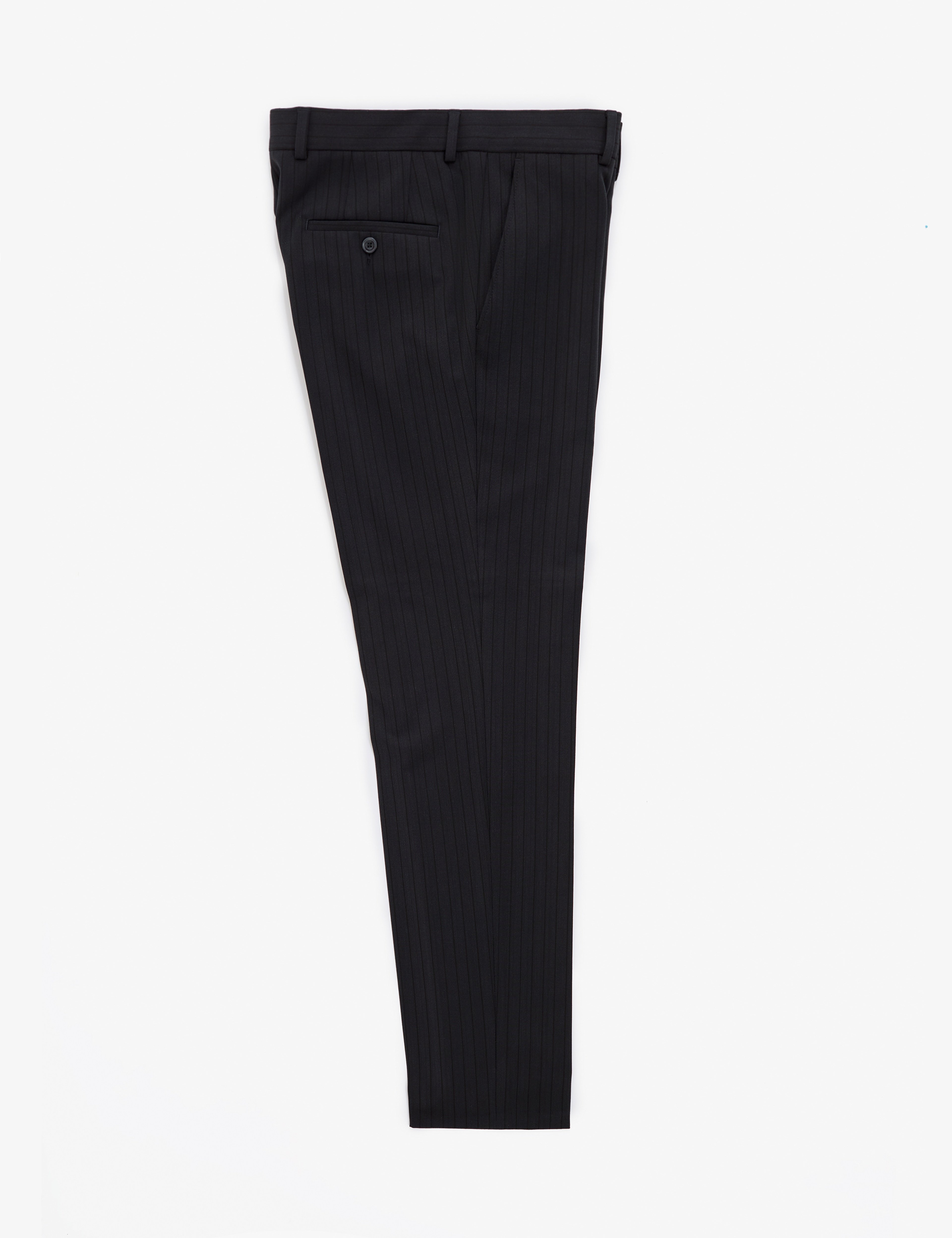 Siyah Extra Slim Fit Çizgili Kruvaze Takım Elbise