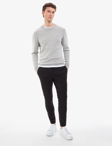 Siyah Klasik Jogger Beli Kordonlu Pantolon