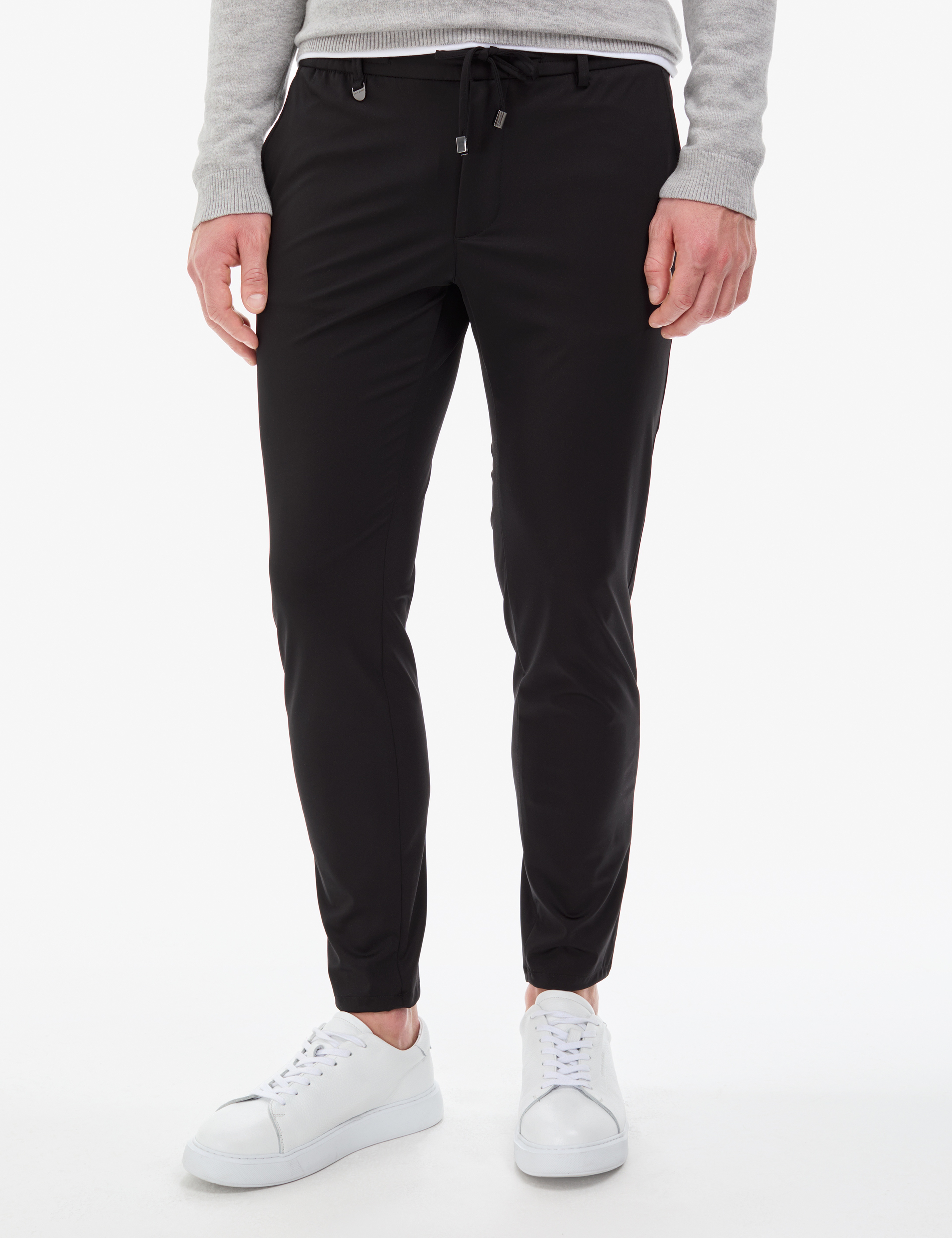 Siyah Klasik Jogger Beli Kordonlu Pantolon - Image 2