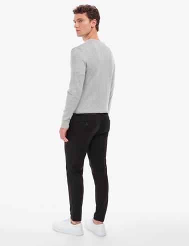 Siyah Klasik Jogger Beli Kordonlu Pantolon