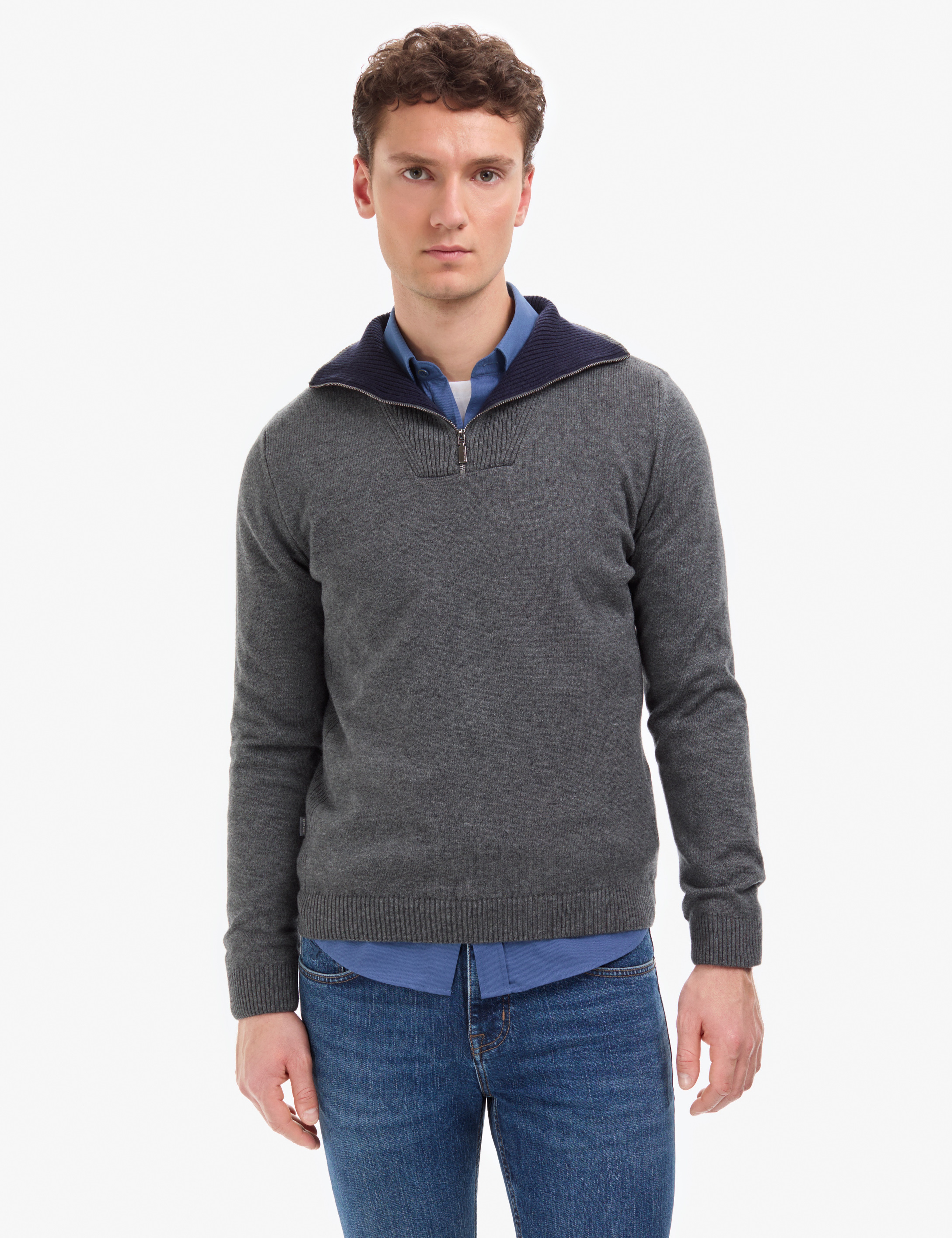 Gri Melanj Regular Fit Kazak - Image 1