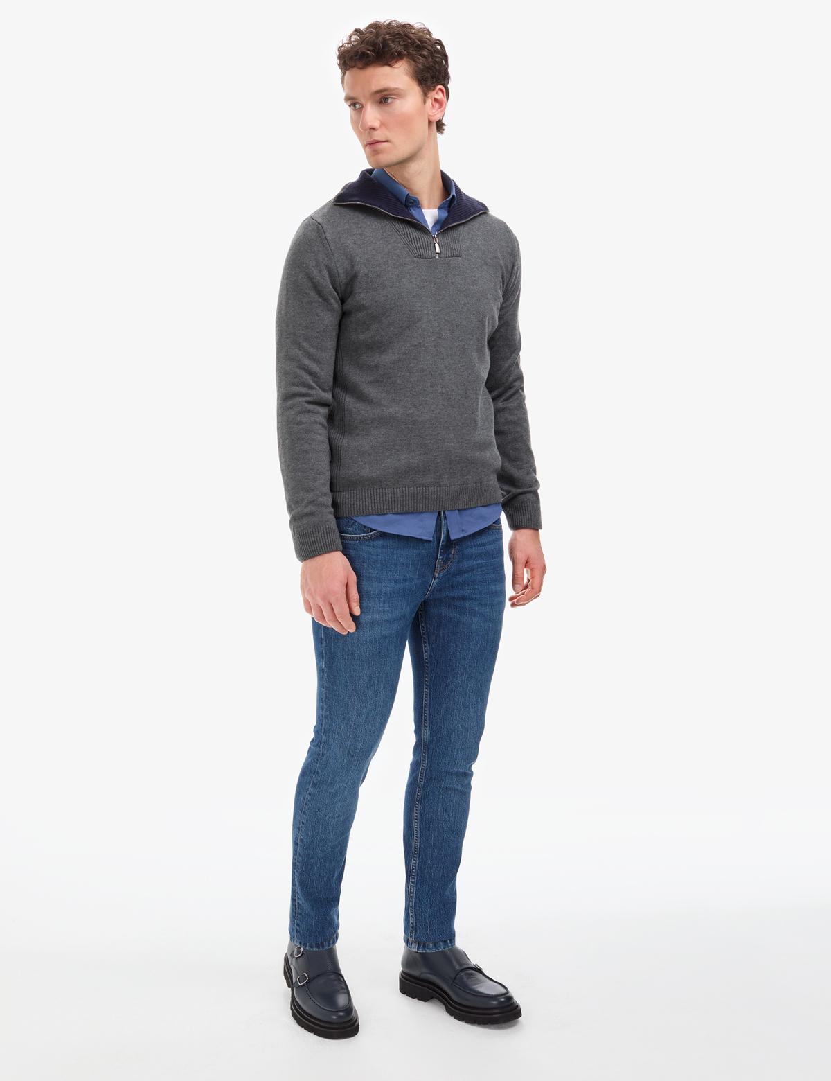 Gri Melanj Regular Fit Kazak - 50315714009