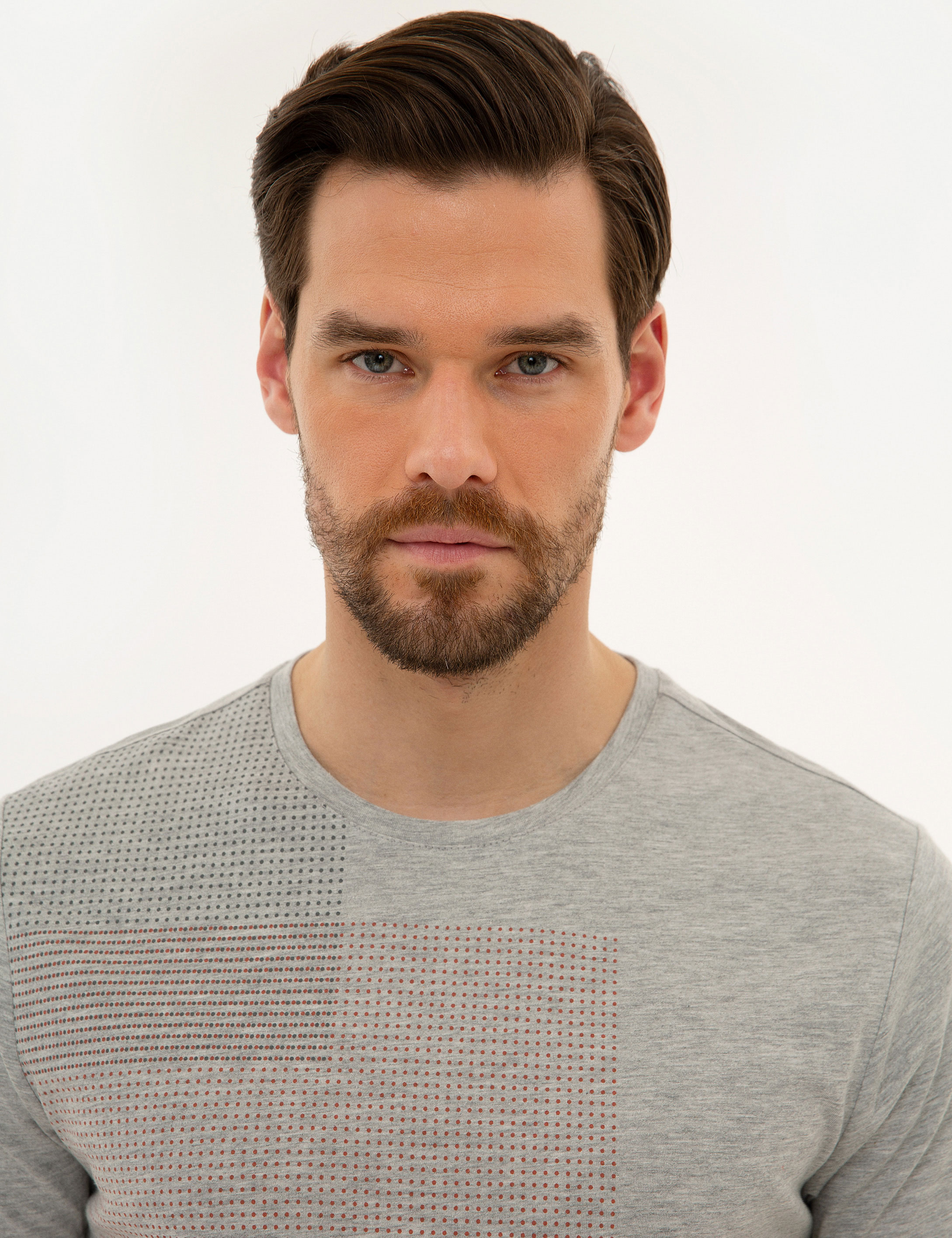 Açık Gri Melanj Slim Fit Bisiklet Yaka T-Shirt