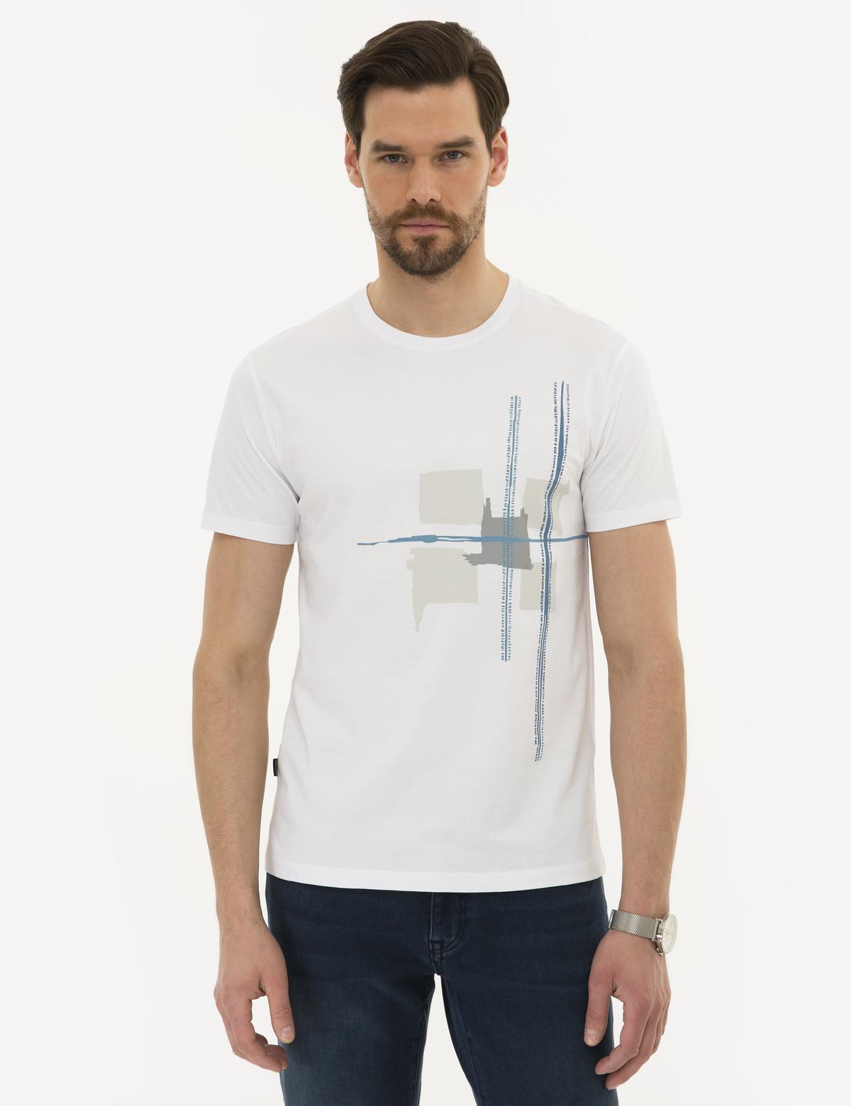 Beyaz Slim Fit Bisiklet Yaka T-Shirt - 50226352010