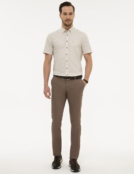 Bej Regular Fit Kısa Kollu Gömlek - 50223806047
