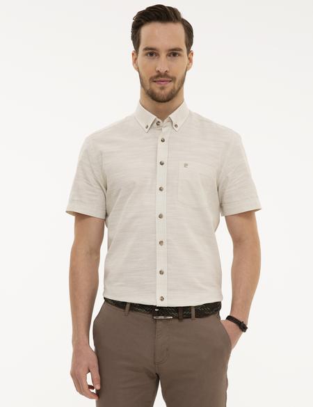 Bej Regular Fit Kısa Kollu Gömlek - 50223806047
