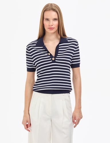 Lacivert  Slim Fit Polo Yaka Triko Tişört