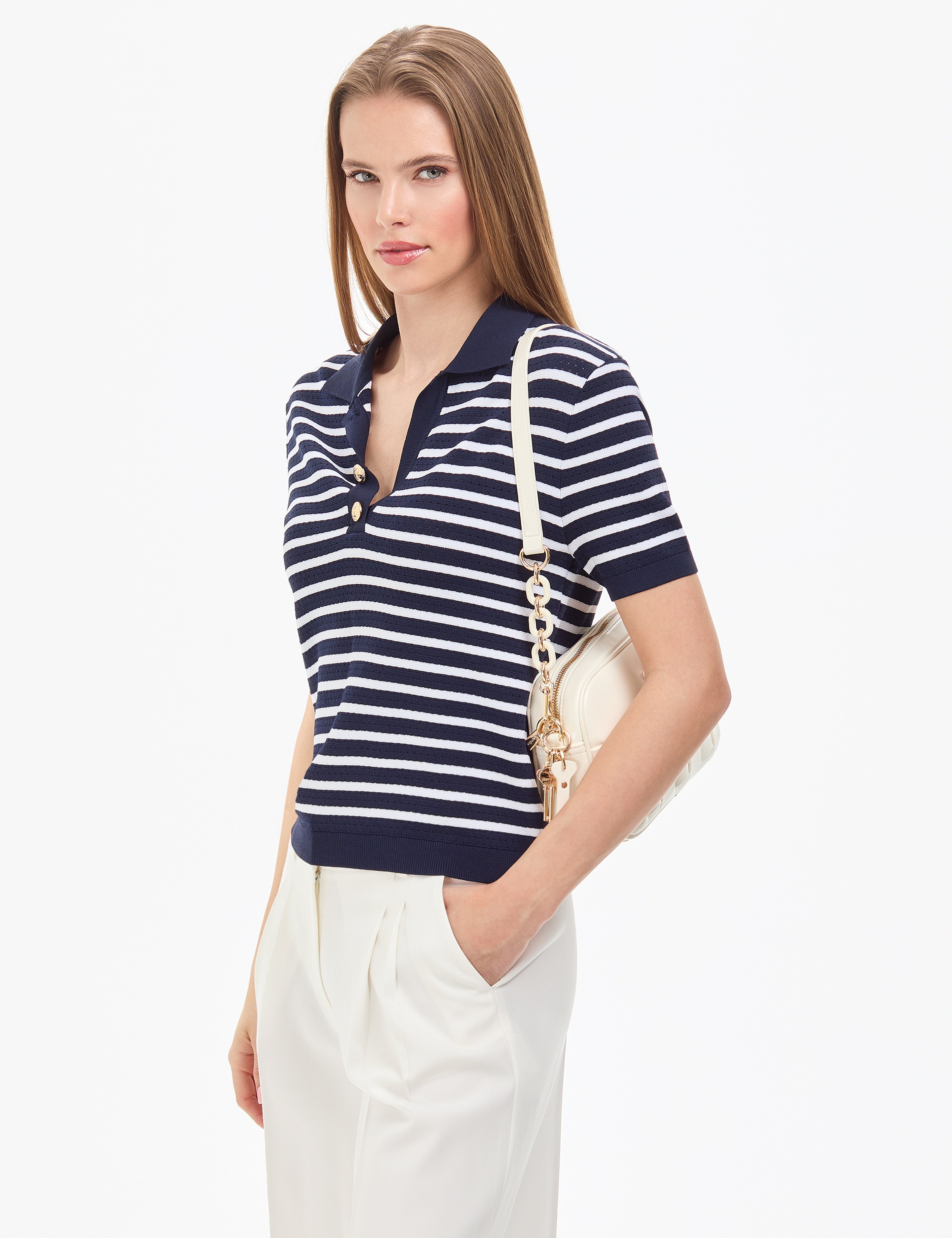 Lacivert  Slim Fit Polo Yaka Triko Tişört