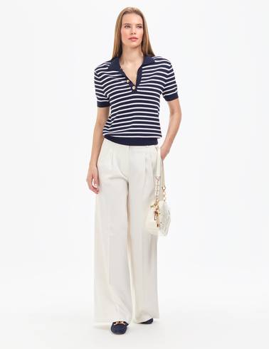 Lacivert  Slim Fit Polo Yaka Triko Tişört