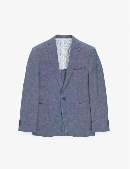 Lacivert Ex. Slim Fit Keten Pamuk Karışımlı Ceket - 50324253008
