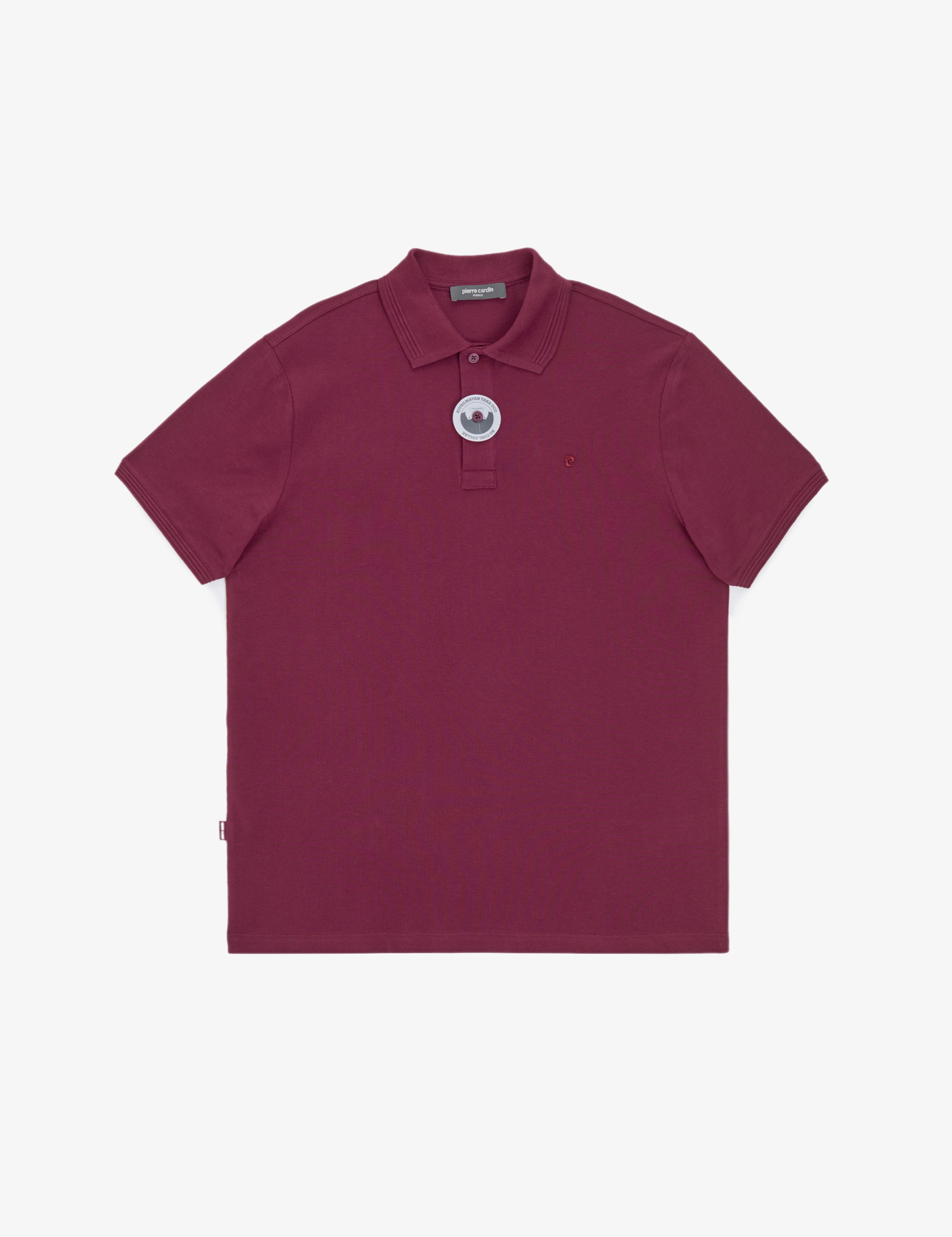 Bordo Slim Fit %100 Pamuk Düğmeli Polo Yaka Basic Tişört - Image 6