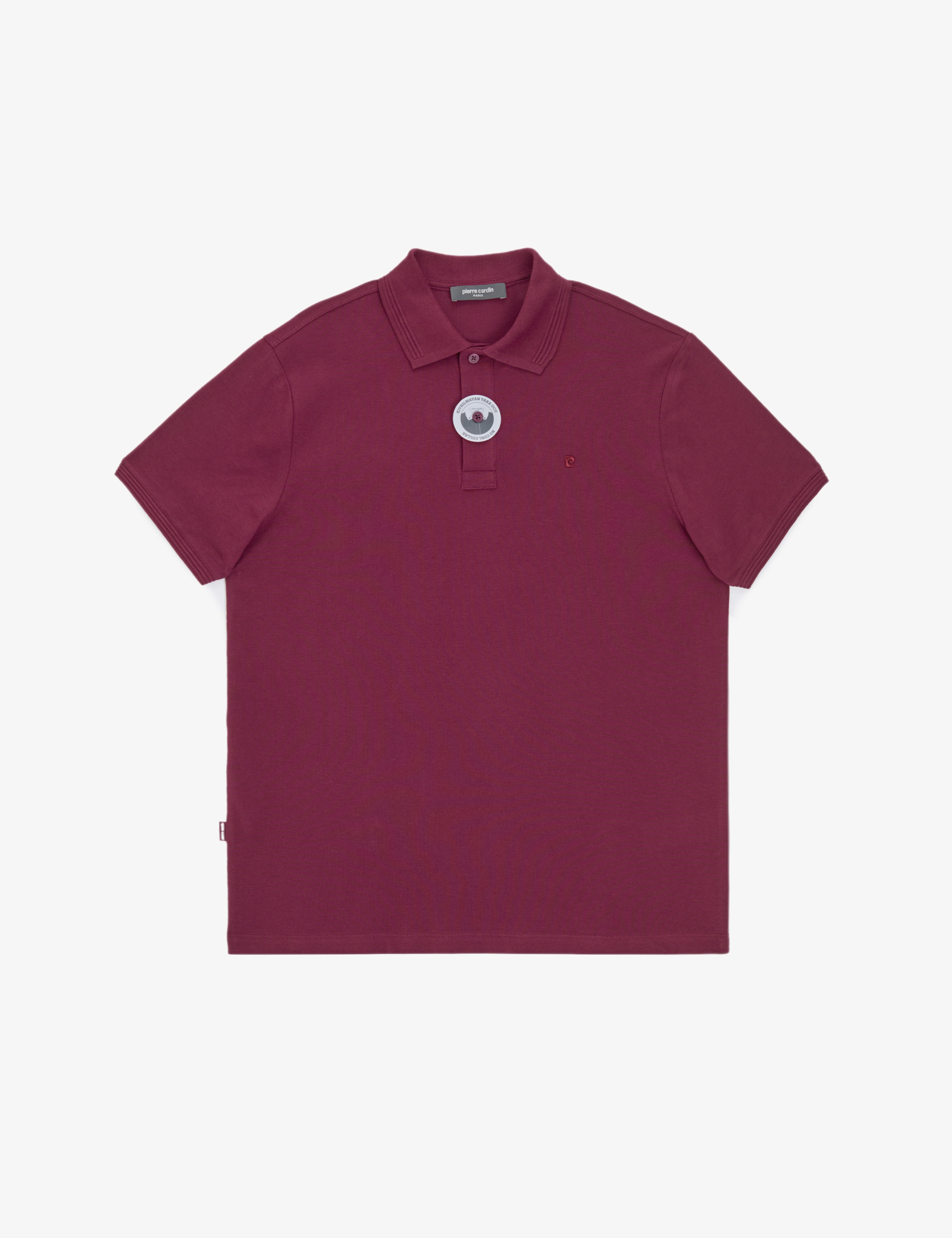 Bordo Slim Fit %100 Pamuk Düğmeli Polo Yaka Basic Tişört